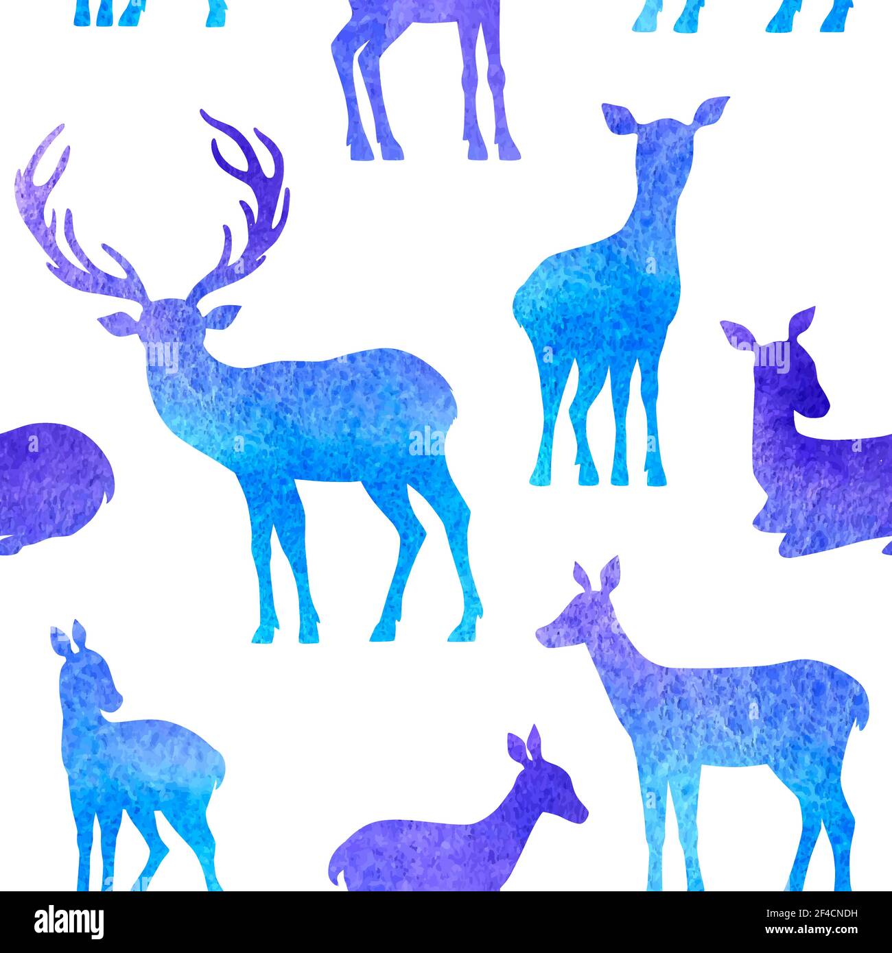 Vecteur hiver bleu aquarelle transparente avec motif silhouettes de chevreuils. Arrière-plan de décoration de Noël. Illustration de Vecteur