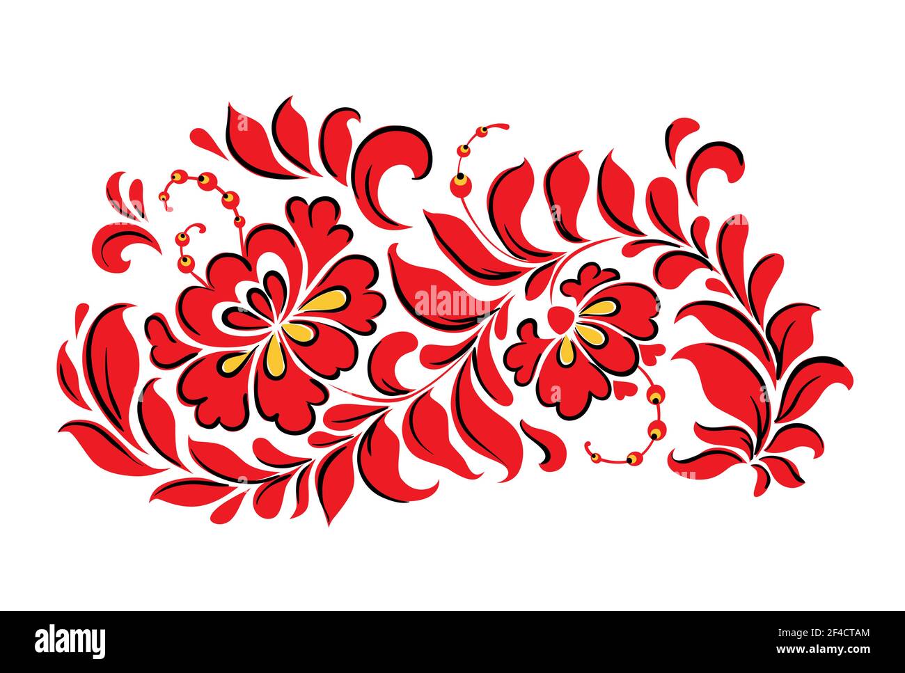 Décoration traditionnelle ukrainienne de l'élément de conception florale rouge sur un fond blanc. Vector illustration Illustration de Vecteur