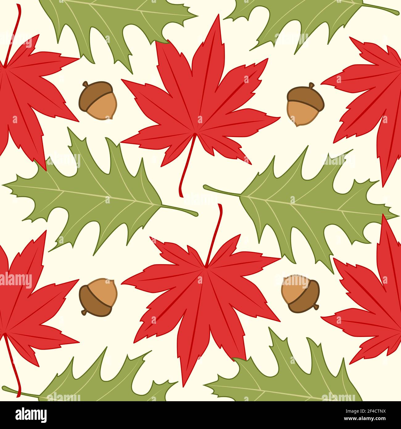 Modèle d'automne sans couture avec feuilles d'érable rouges et vertes. Fond vectoriel saisonnier Illustration de Vecteur