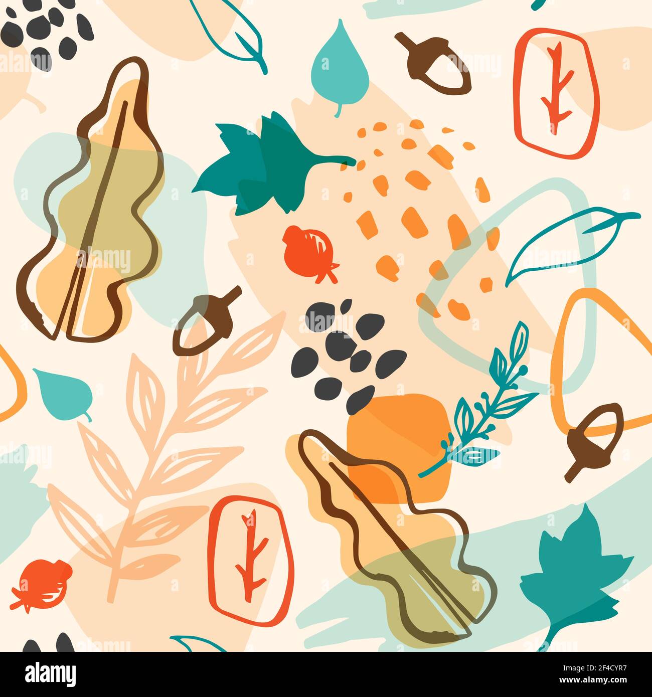 Motif abstrait sans coutures automnal avec feuilles. Arrière-plan vectoriel décoratif Illustration de Vecteur