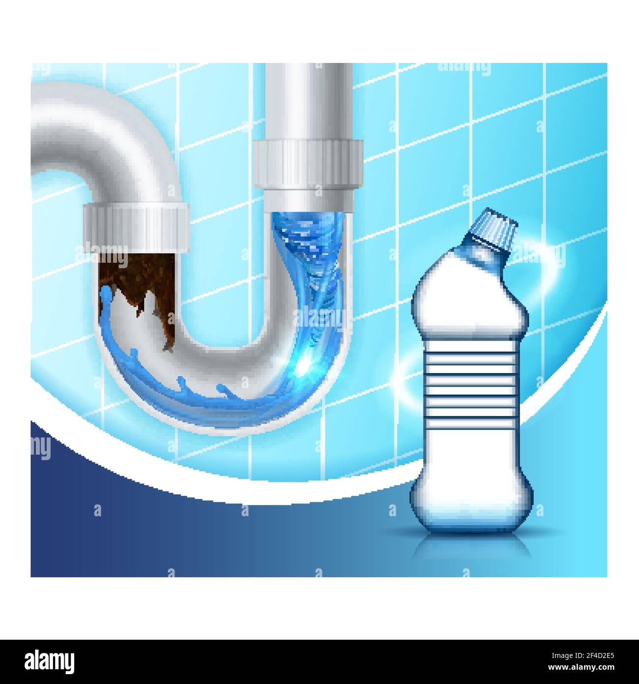 Vecteur de bannière promotionnelle pour bouteille vierge de nettoyant à égoutter Illustration de Vecteur