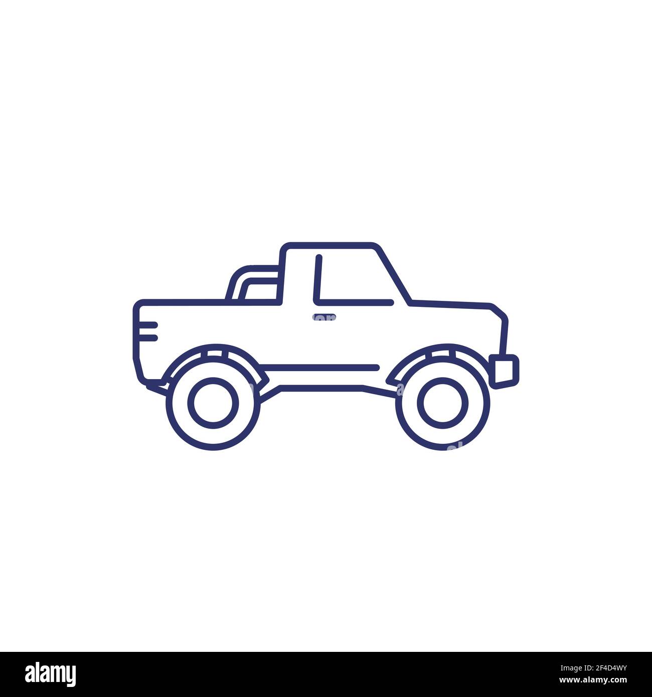 icône de camion de pick-up en blanc, dessin au trait Illustration de Vecteur
