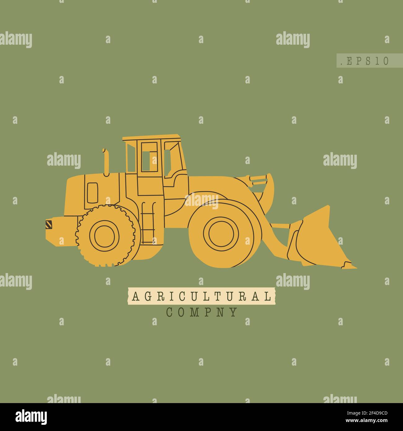 Illustration vectorielle d'un tracteur ou d'une récolteuse moderne. Simple, plat, vert, style rétro. Le modèle d'équipement pour les complexes agro-industriels est pertinent Illustration de Vecteur