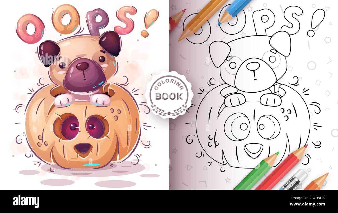 Chien en pamkine - livre de coloriage pour les enfants et les enfants Illustration de Vecteur