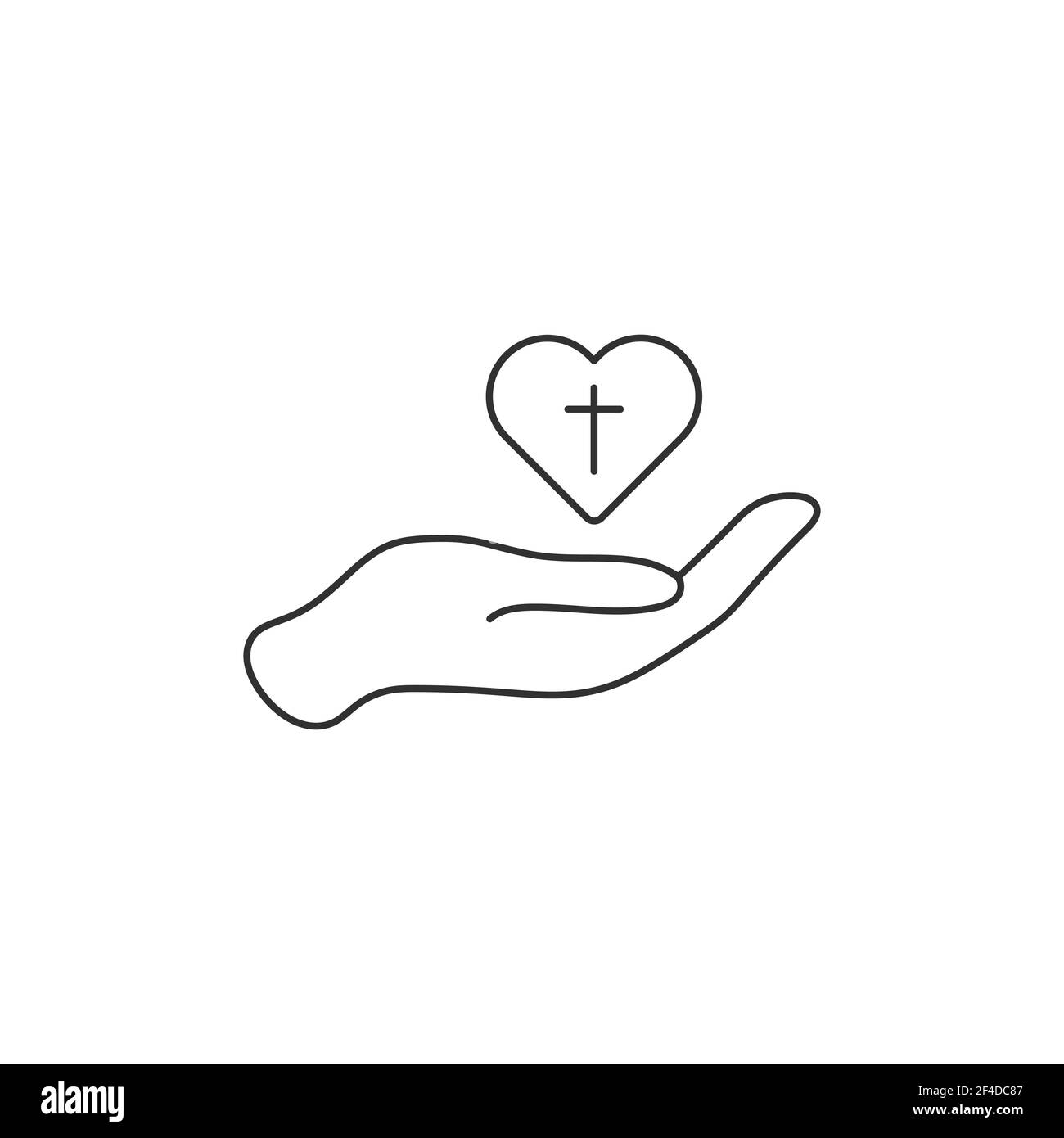 Symbole coeur en main, don de charité, partagez votre amour avec les autres. Concept de santé, bénévole, organisme sans but lucratif. Illustration du vecteur de stock Illustration de Vecteur