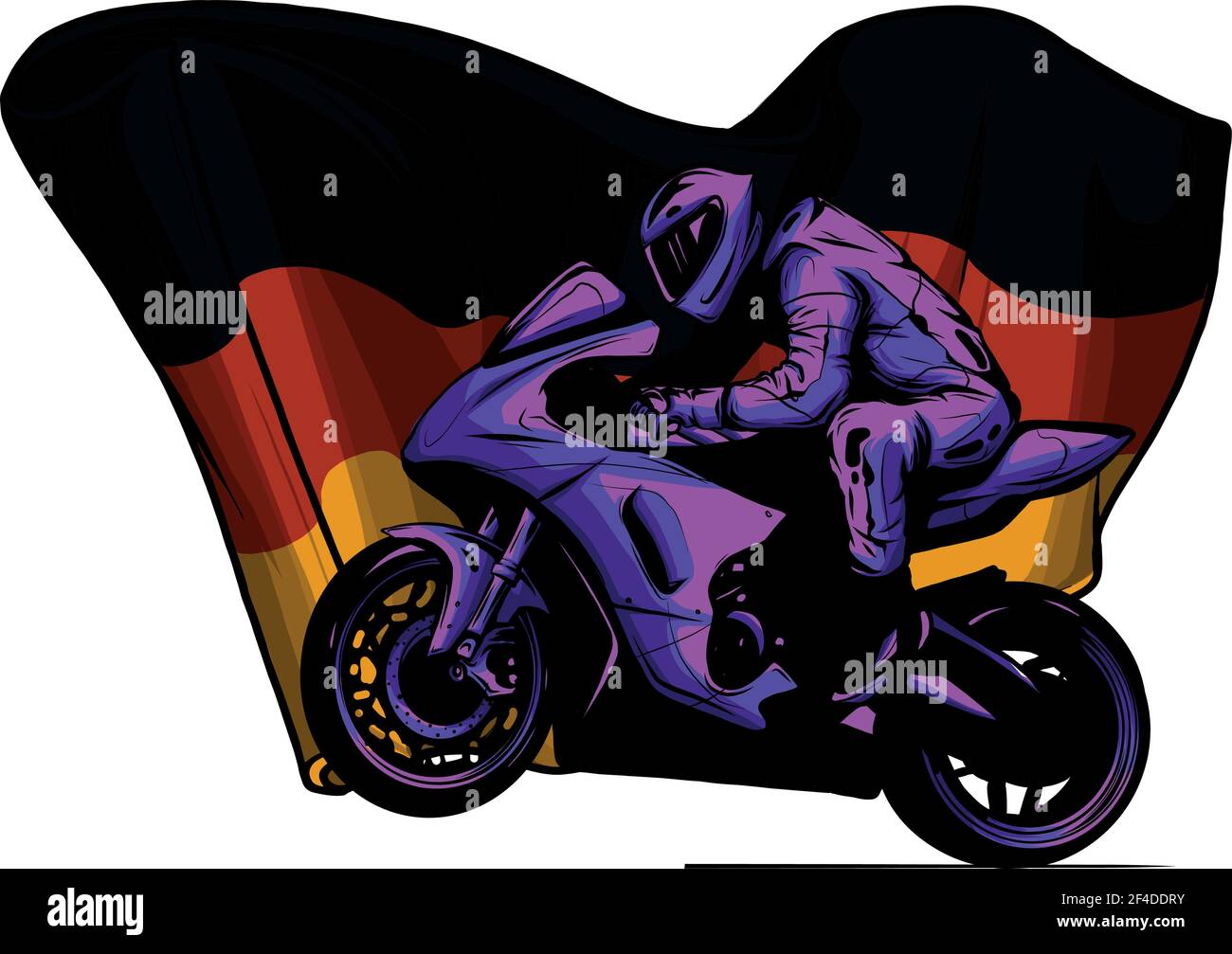 Coureur de moto de virage avec vecteur de drapeau allemand Illustration de Vecteur