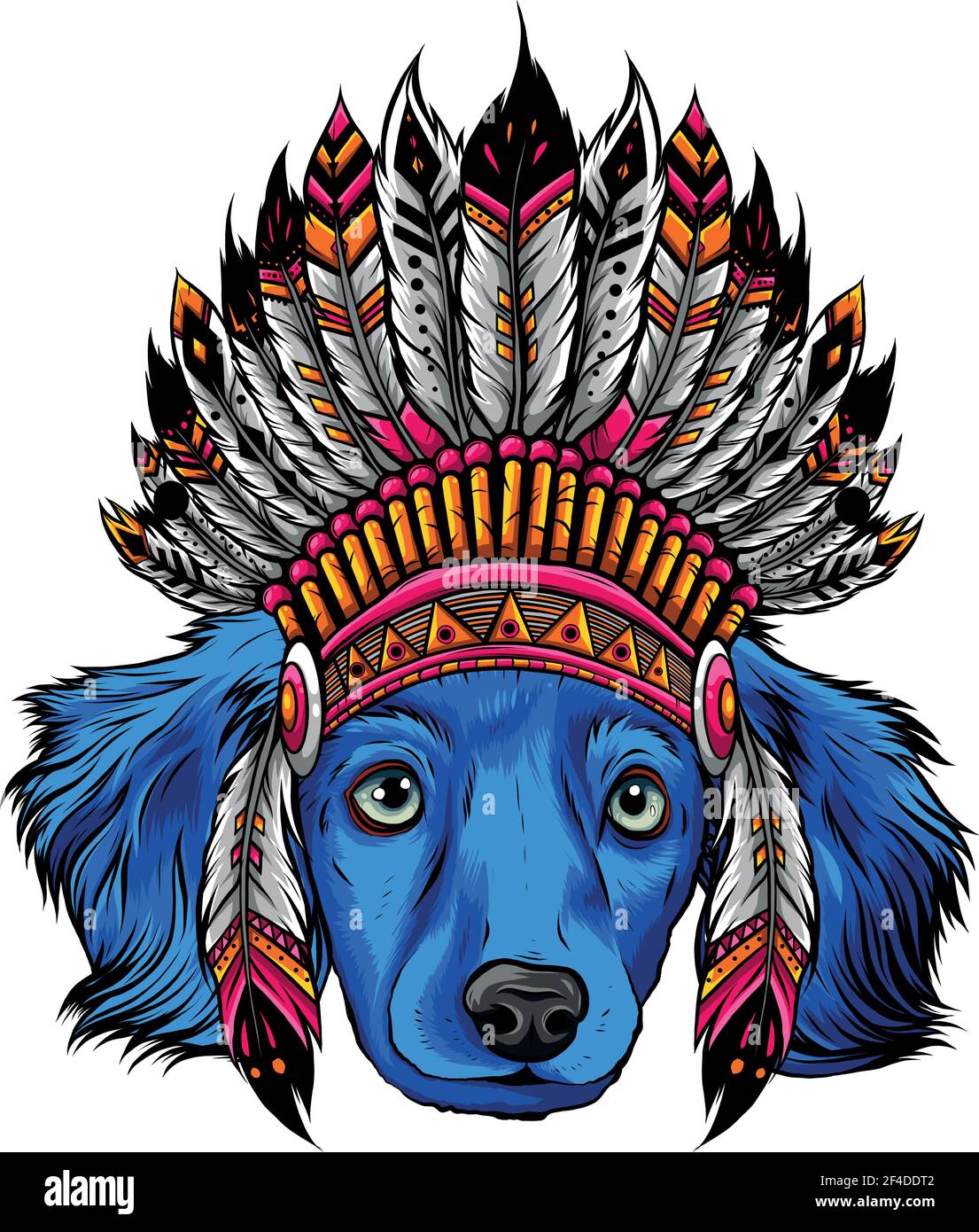 Chien tête avec chapeau indien traditionnel, illustration vectorielle Illustration de Vecteur Chien tête avec chapeau indien traditionnel, illustration vectorielle Illustration de Vecteur