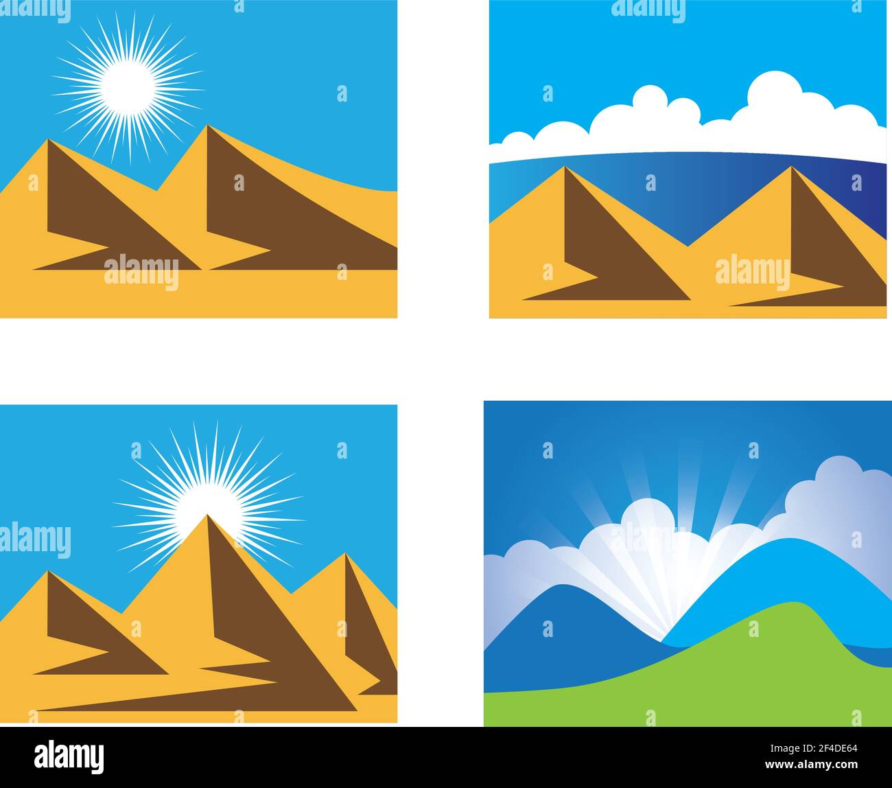 Illustration d'une icône de vecteur de montagne avec ciel bleu et nuage Illustration de Vecteur