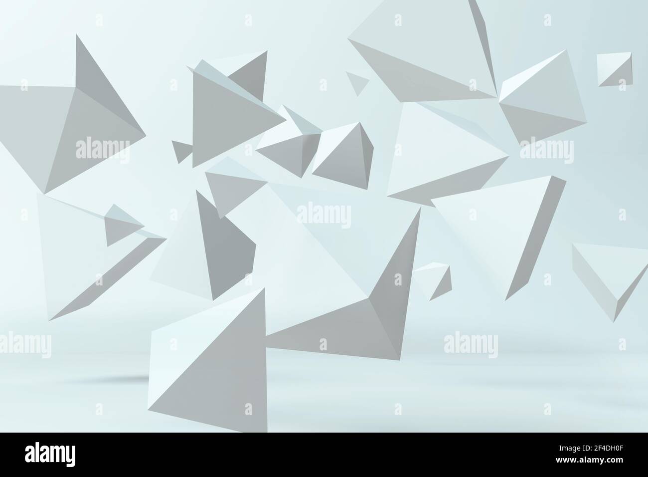 Pyramide abstraite sur fond bleu. illustration 3d Banque D'Images