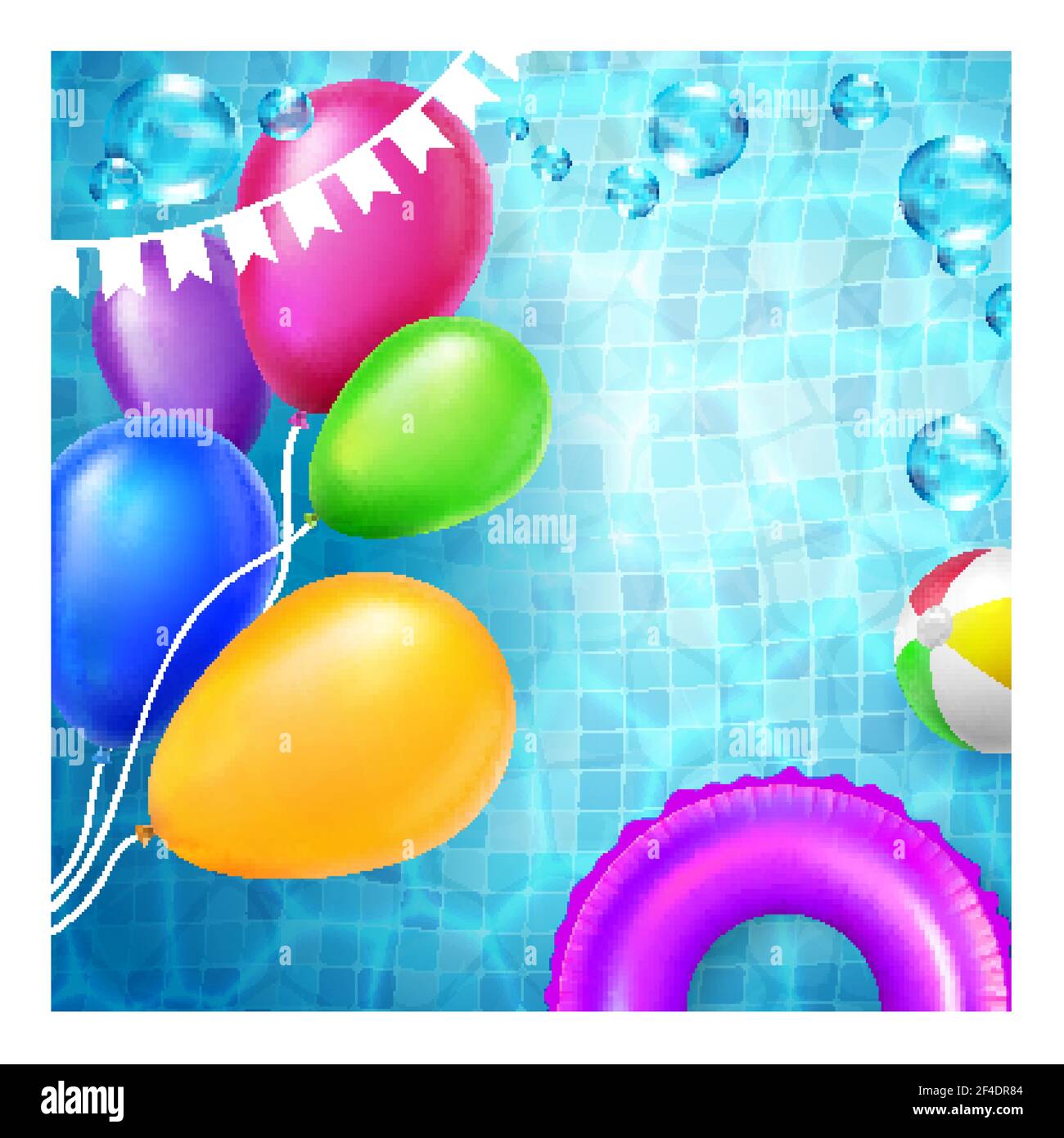 Bannière De Fête Piscine Anniversaire – 300 X 50 Cm, Polyester, Décoration été, Corde Incluse, Photo Friendly