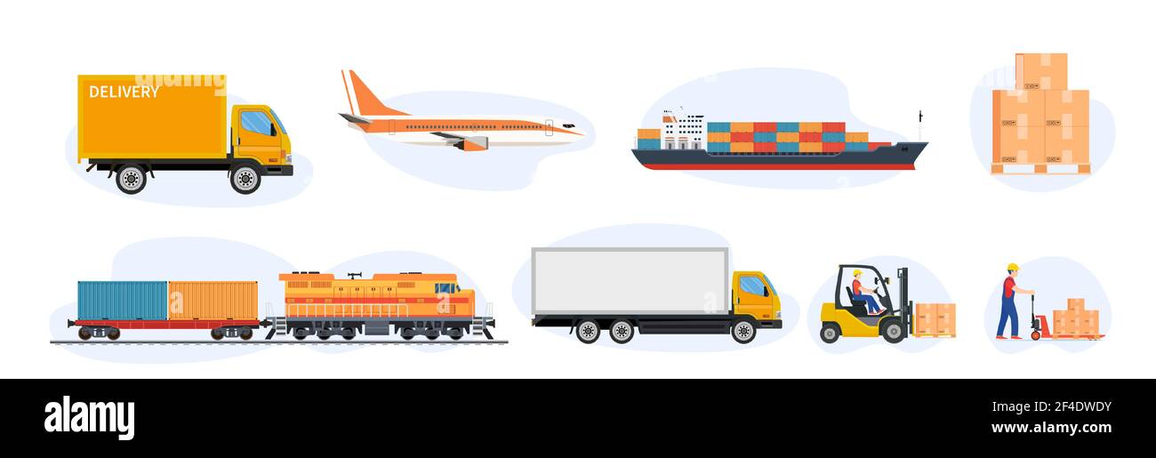 Icônes de livraison et de transport logistique Illustration de Vecteur