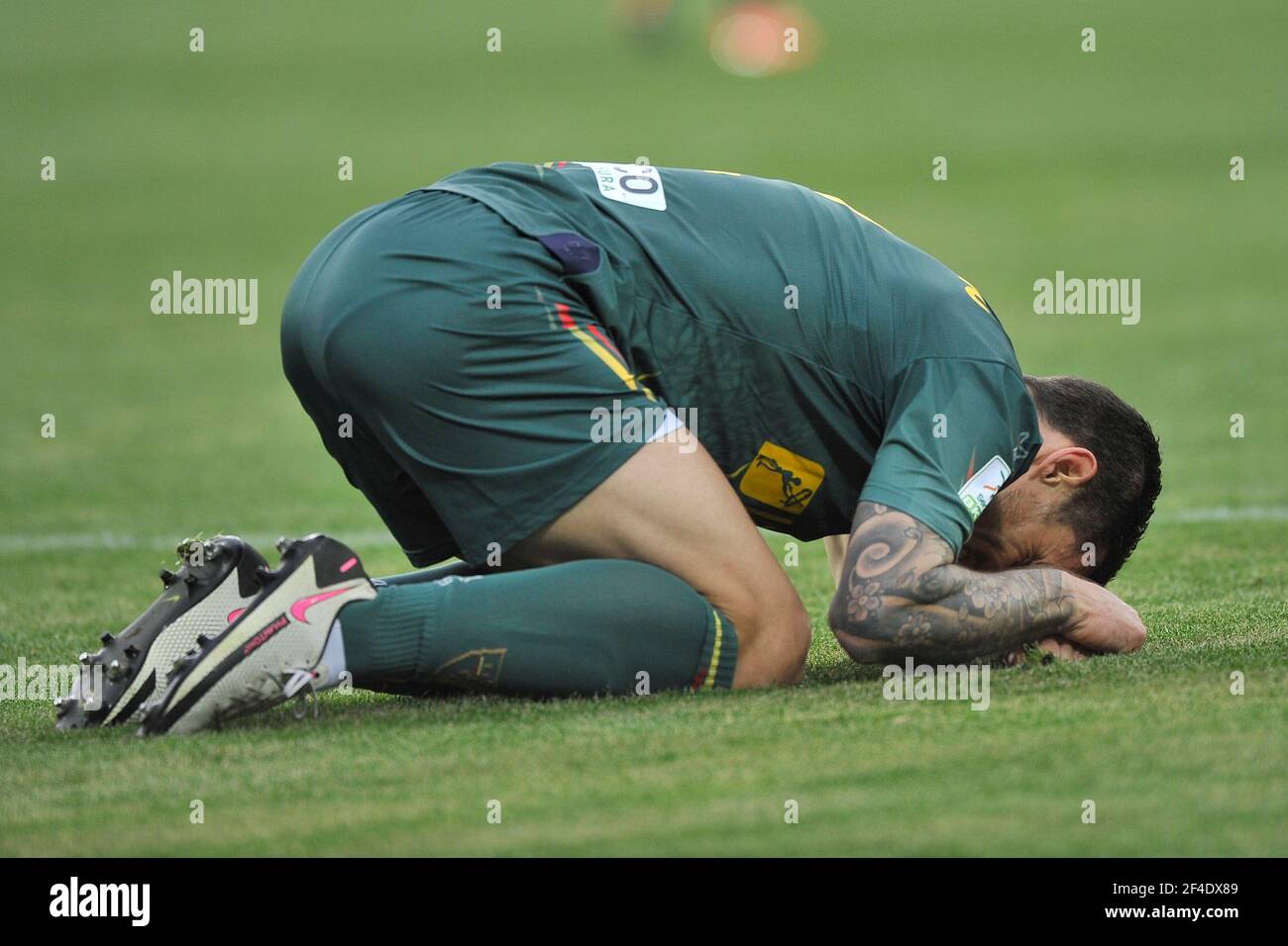 Frosinone, Italie, 20 mars 2021. Christian Maggio joueurs de Lecce, pendant le match de la ligue italienne série B entre Frosinone vs Lecce résultat final 0-3, match joué au stade Benito Stirpe à Frosinone. Credit: Vincenzo Izzo / Alamy Live News Banque D'Images