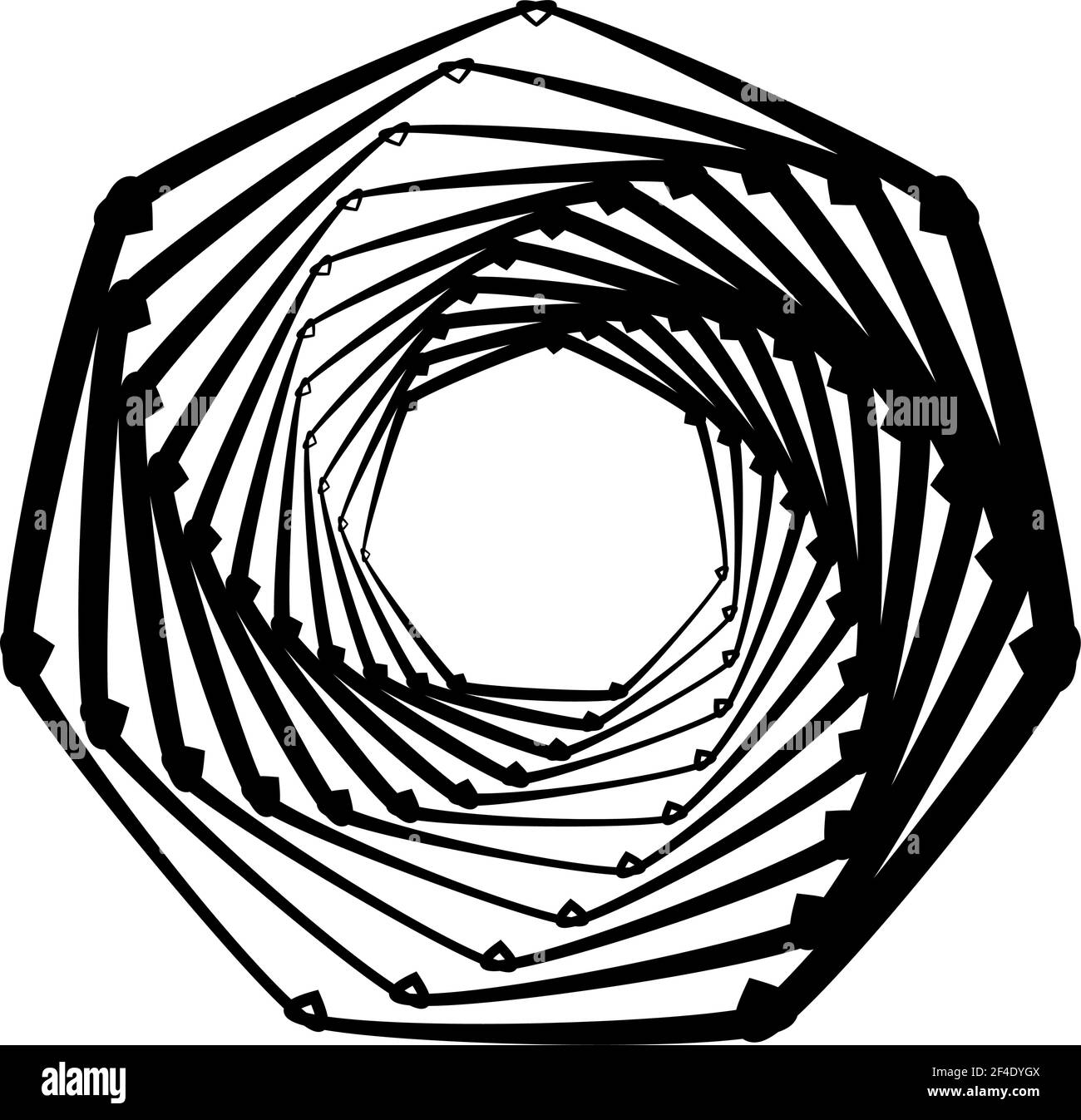 Forme géométrique abstraite, élément de conception avec rotation vers l'intérieur. Mandala à effet tourbillon, tourbillons, spirales, torsades et motif. Elément circulaire – illustrateur de stock Illustration de Vecteur