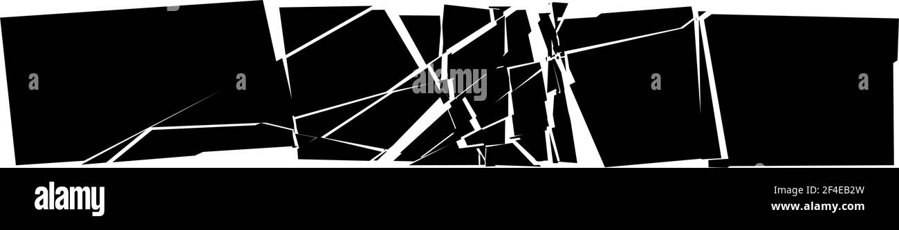 Rectangle géométrique brisé, fracturé ou brisé. Explosion, effet d'explosion. Vitre cassée, panneau Illustration de Vecteur