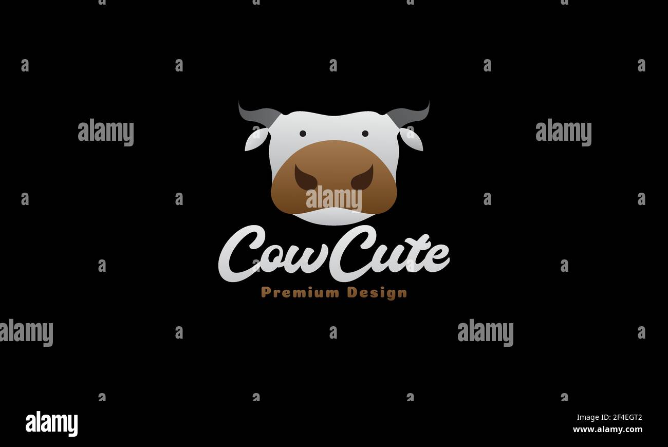 animal dessin animé tête mignon vache abstrait logo symbole symbole icône illustration de la conception Illustration de Vecteur