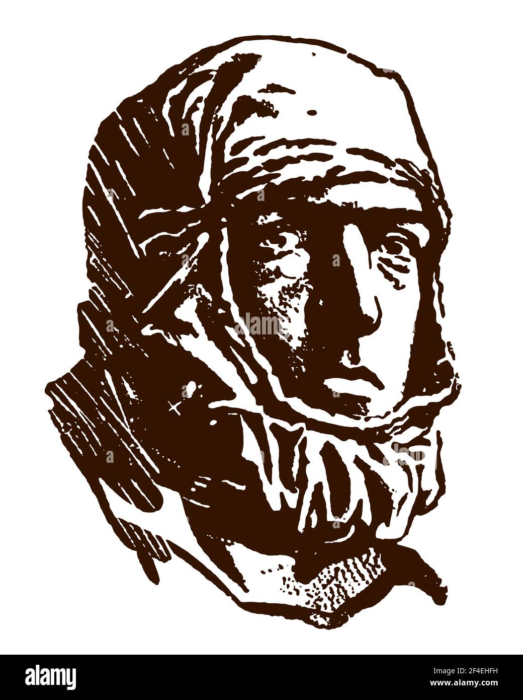 Chef de Sir Ernest Henry Shackleton, le célèbre explorateur historique de l'antarctique avec cagoule de balaclava, après une illustration antique Illustration de Vecteur
