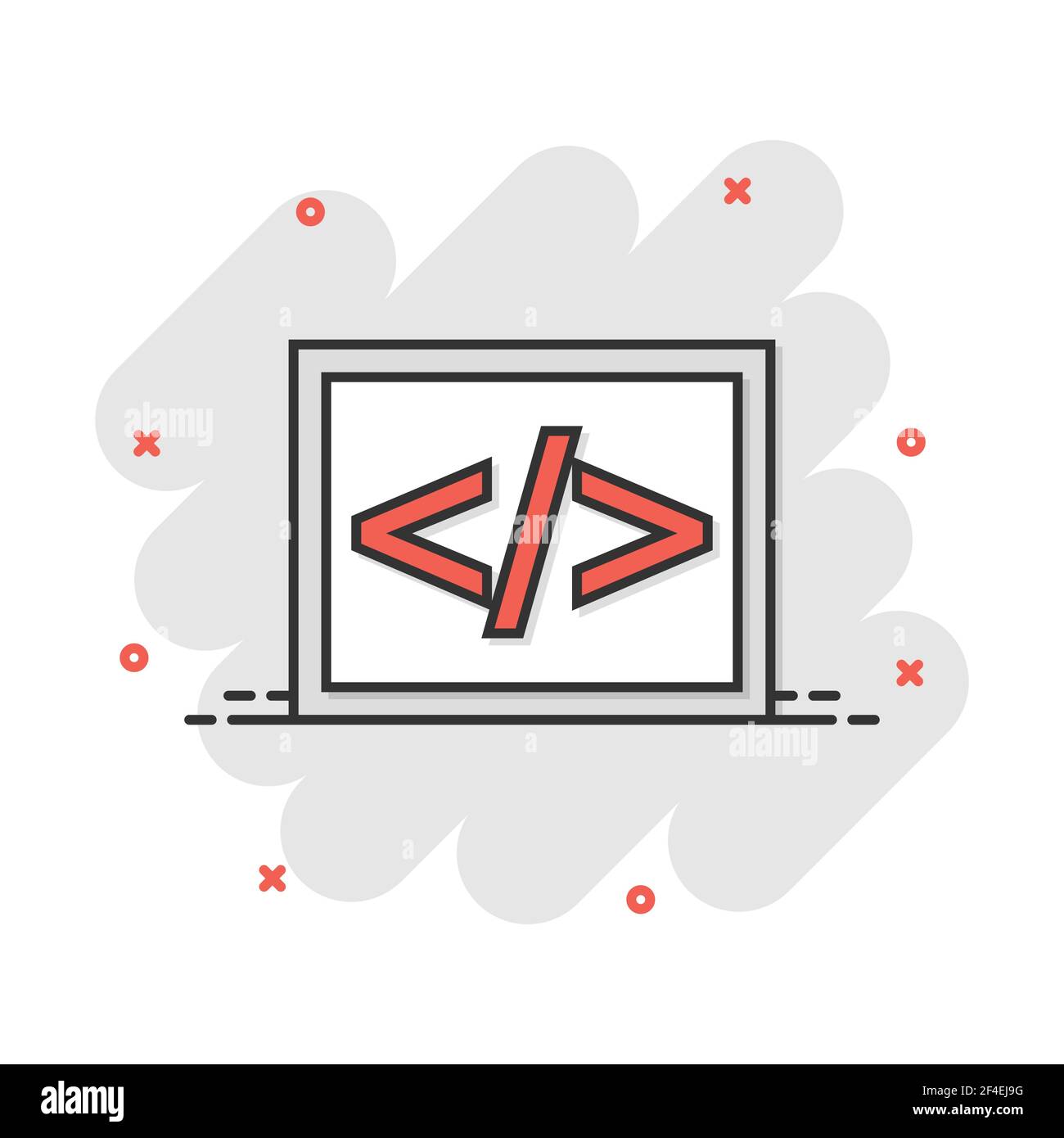 Cartoon Vector icône open source dans le style comique. Programmation Api concept illustration pictogramme. La technologie de l'effet de démarrage d'entreprise programmeur concept. Illustration de Vecteur