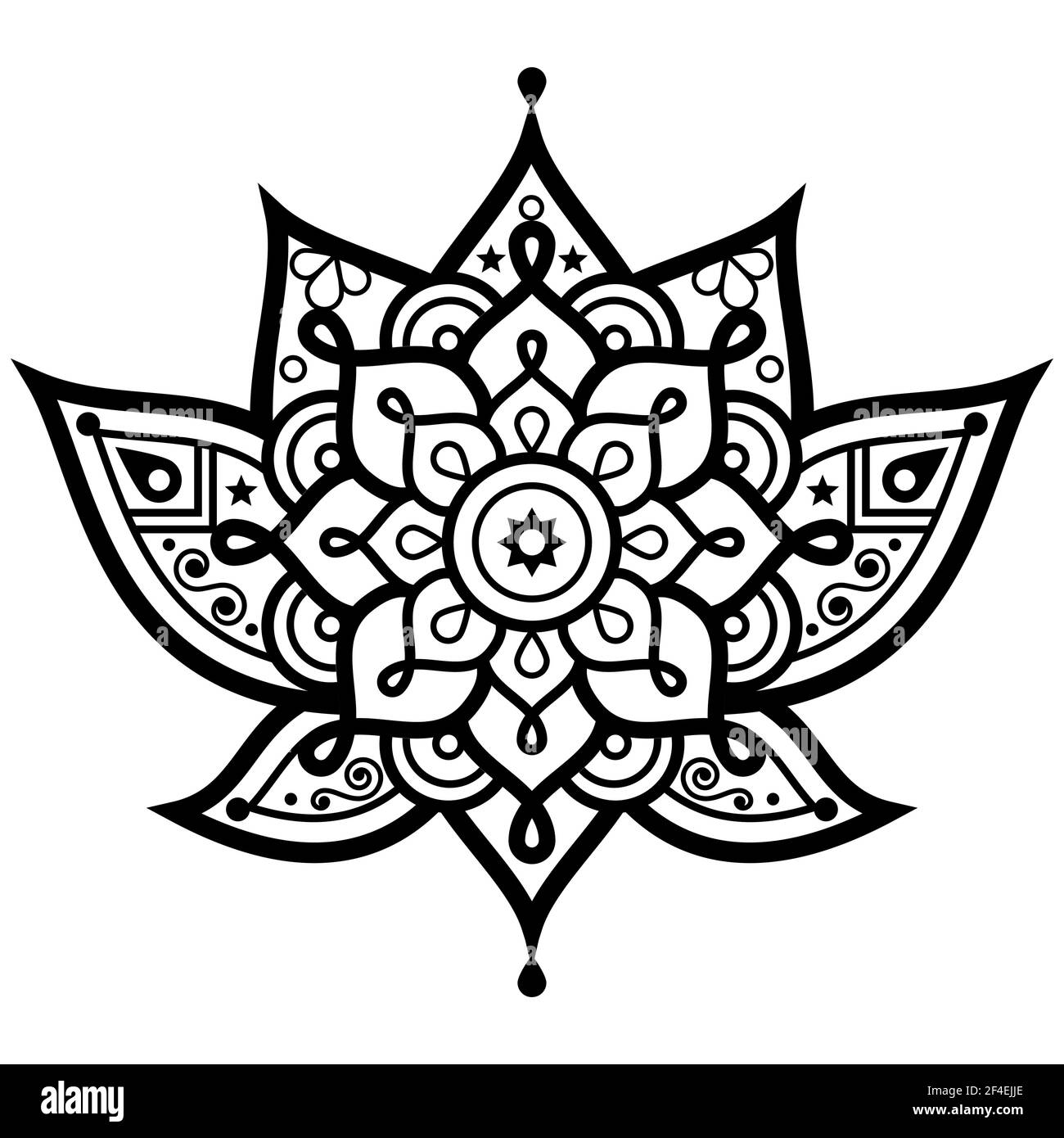 Fleur de Lotus avec mandala vecteur conception - yoga, zen, bouddhisme, méditation, concept de pleine conscience Illustration de Vecteur