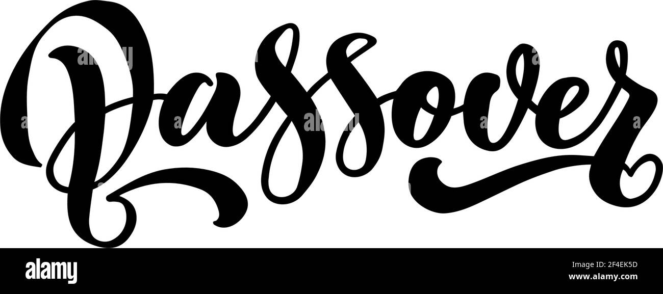 Lettrage à la main Happy Passover Vector. Vacances juives Pâques. Modèle de calligraphie pour poster typographique, carte de vœux, bannière, invitation, carte postale, prospectus, autocollant. Illustration isolée sur blanc. Illustration de Vecteur