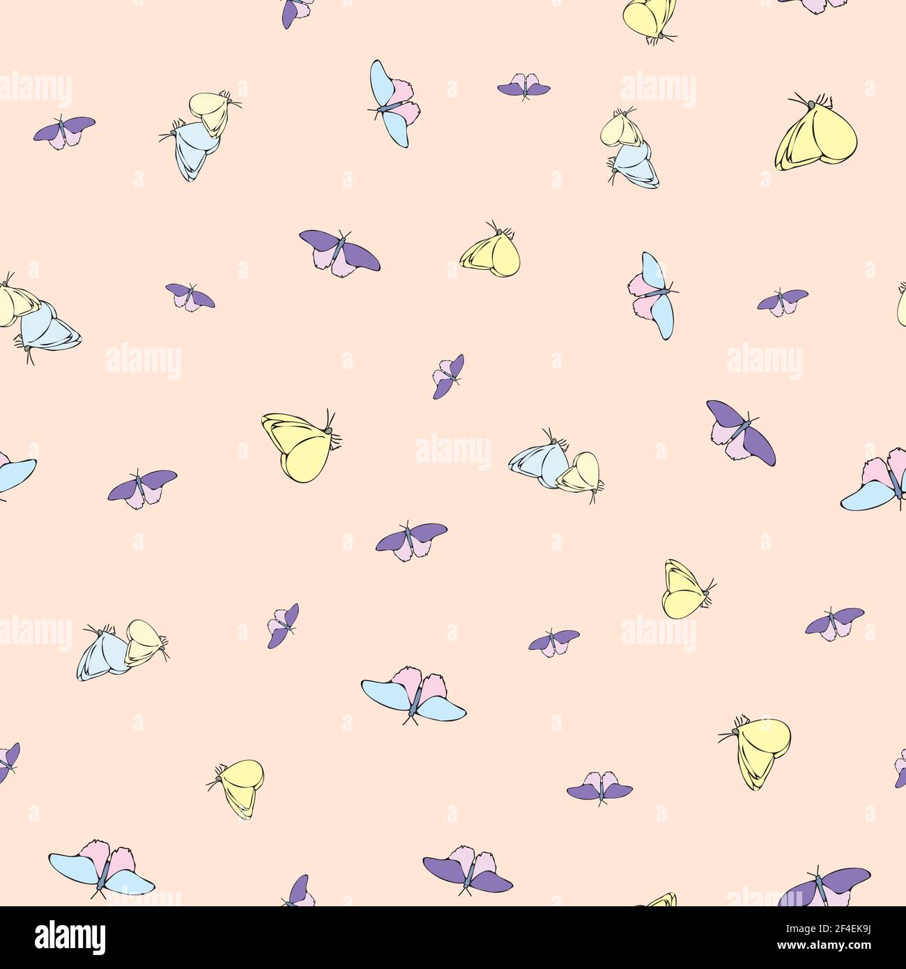 Motif papillon transparent sur fond pastel vectoriel. Papillons. Arrière-plan sans couture Illustration de Vecteur