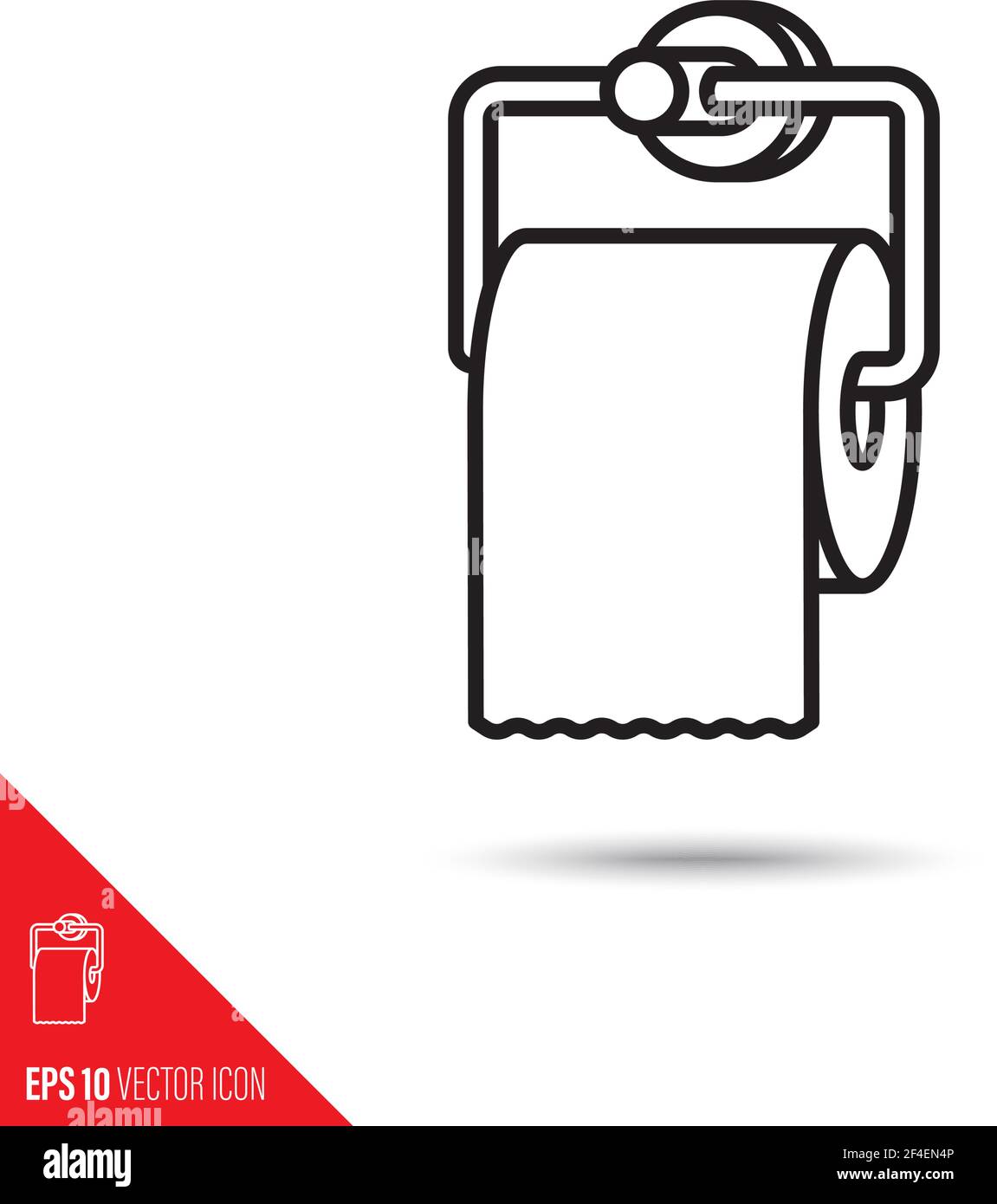 Rouleau de papier toilette sur l'icône de ligne vectorielle du support. Illustration de Vecteur