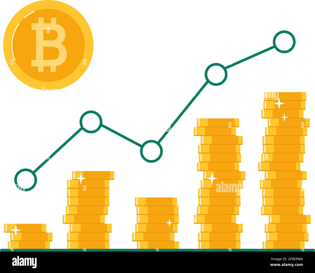 Graphique de croissance de la valeur du Bitcoin. Technologies blockchain,  pièces de crypto-monnaie. Illustration vectorielle isolée sur fond blanc  Image Vectorielle Stock - Alamy