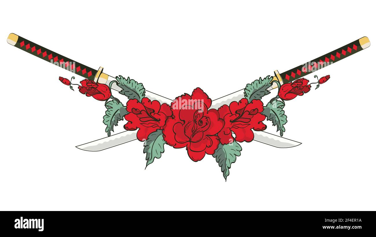 Tatouage Katana Fleur De Cerisier Tatouage de fleur japonaise Banque d'images détourées - Page 2 - Alamy