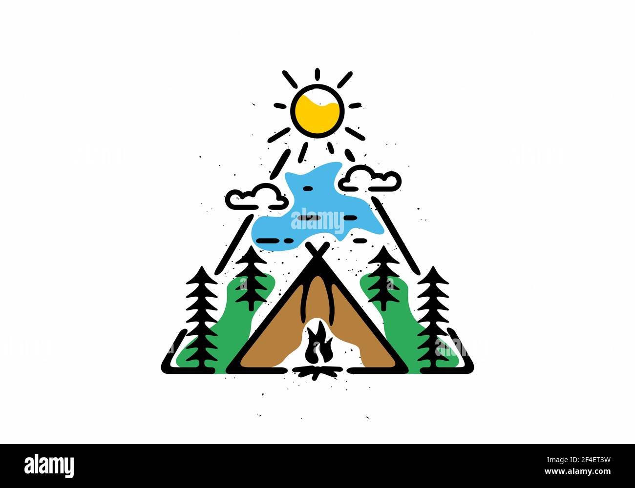 Triangle coloré forme de l'activité de camping ligne art dessin illustration Illustration de Vecteur