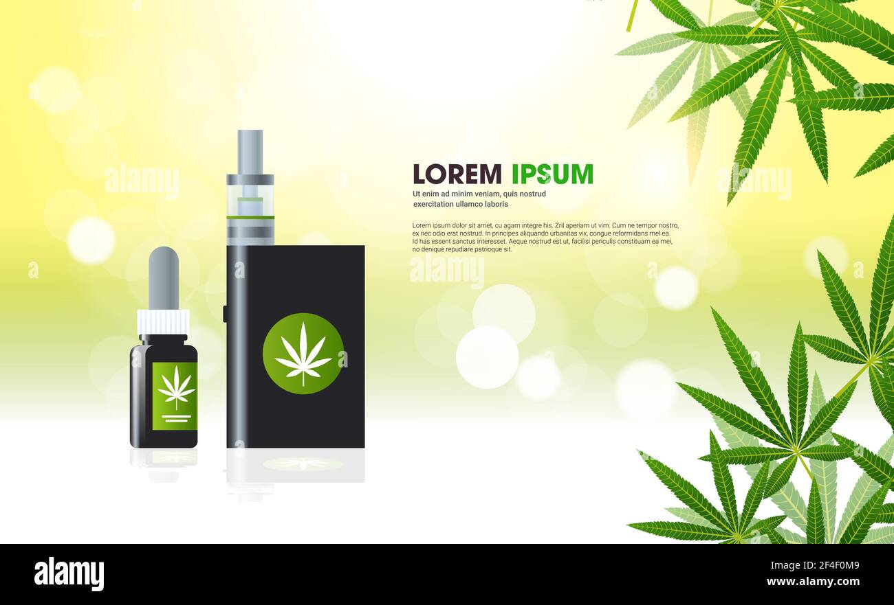 Cannabis Marijuana Vaping liquide. Vape l'huile de cannabis. Vaporisateur  de cannabis. E-cigarette pour vaping. Vector illustration isol sur fond  blanc Image Vectorielle Stock - Alamy