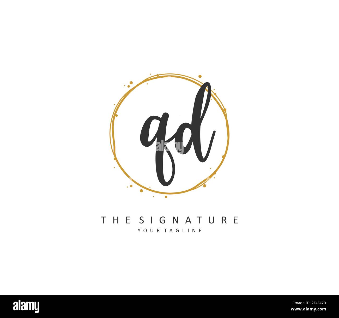 QD lettre initiale écriture manuscrite et logo de signature. Un concept d'écriture manuscrite logo initial avec élément de modèle. Illustration de Vecteur