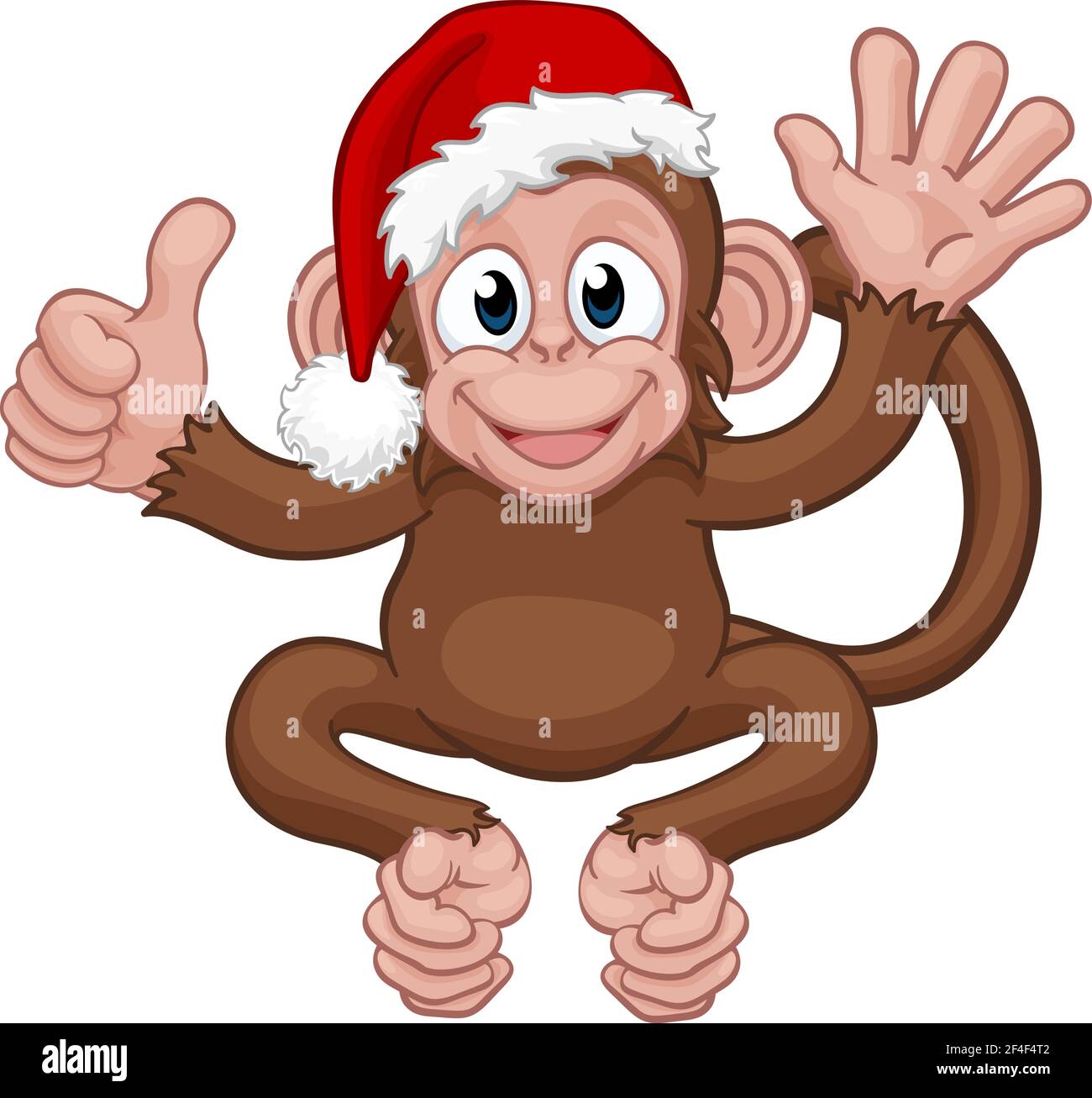 Noël Santa Hat Monkey Cartoon Character Illustration de Vecteur