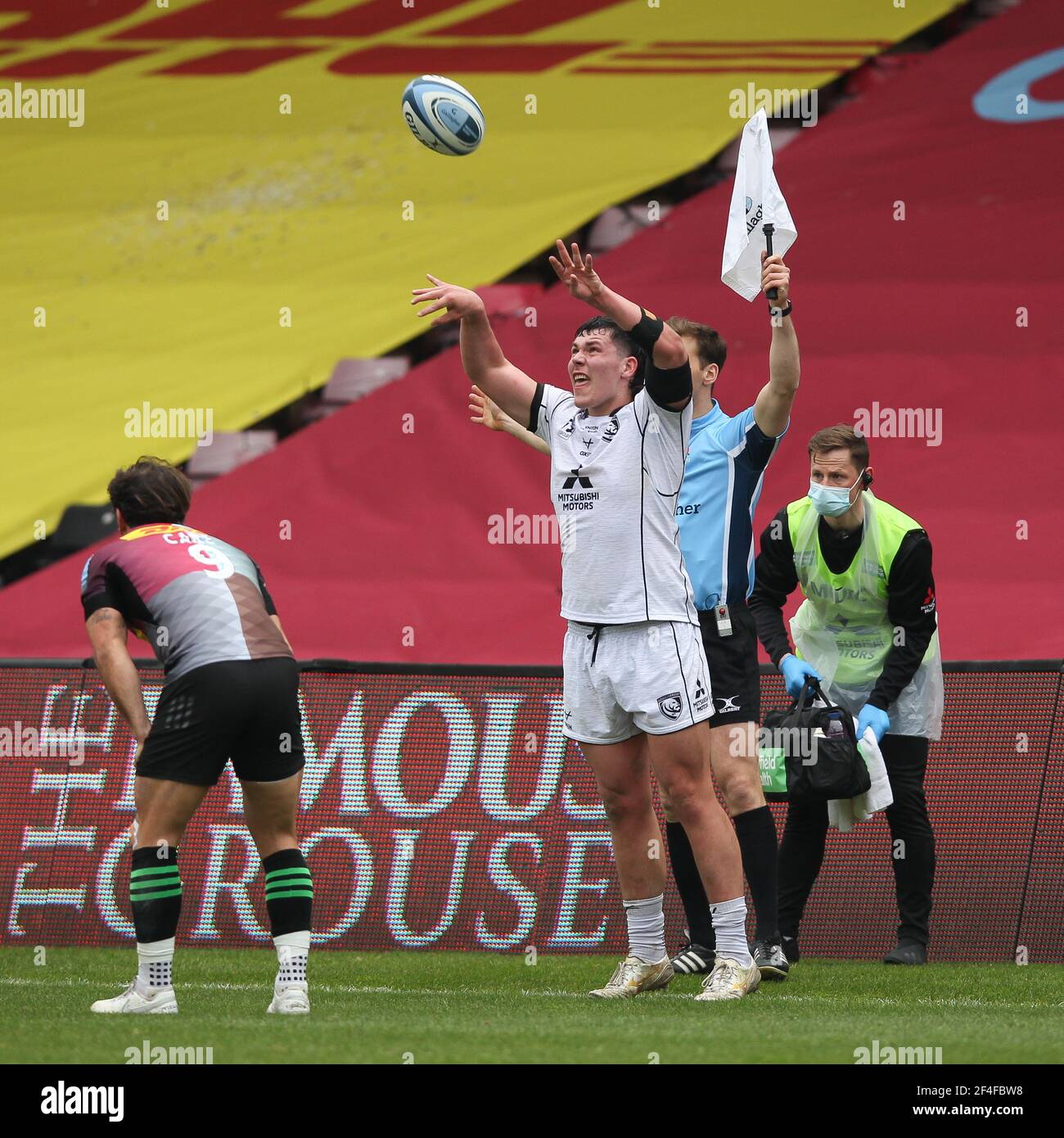 LA CHASSE D'ETHAN au rugby de Gloucester en action pendant le match de rugby Gallagher Premiership entre Harlequins et Gloucester au stade Twickenham, à Twickenham, Royaume-Uni, le 20 mars 2021. Photo de Ken Sparks. Utilisation éditoriale uniquement, licence requise pour une utilisation commerciale. Aucune utilisation dans les Paris, les jeux ou les publications d'un seul club/ligue/joueur. Banque D'Images