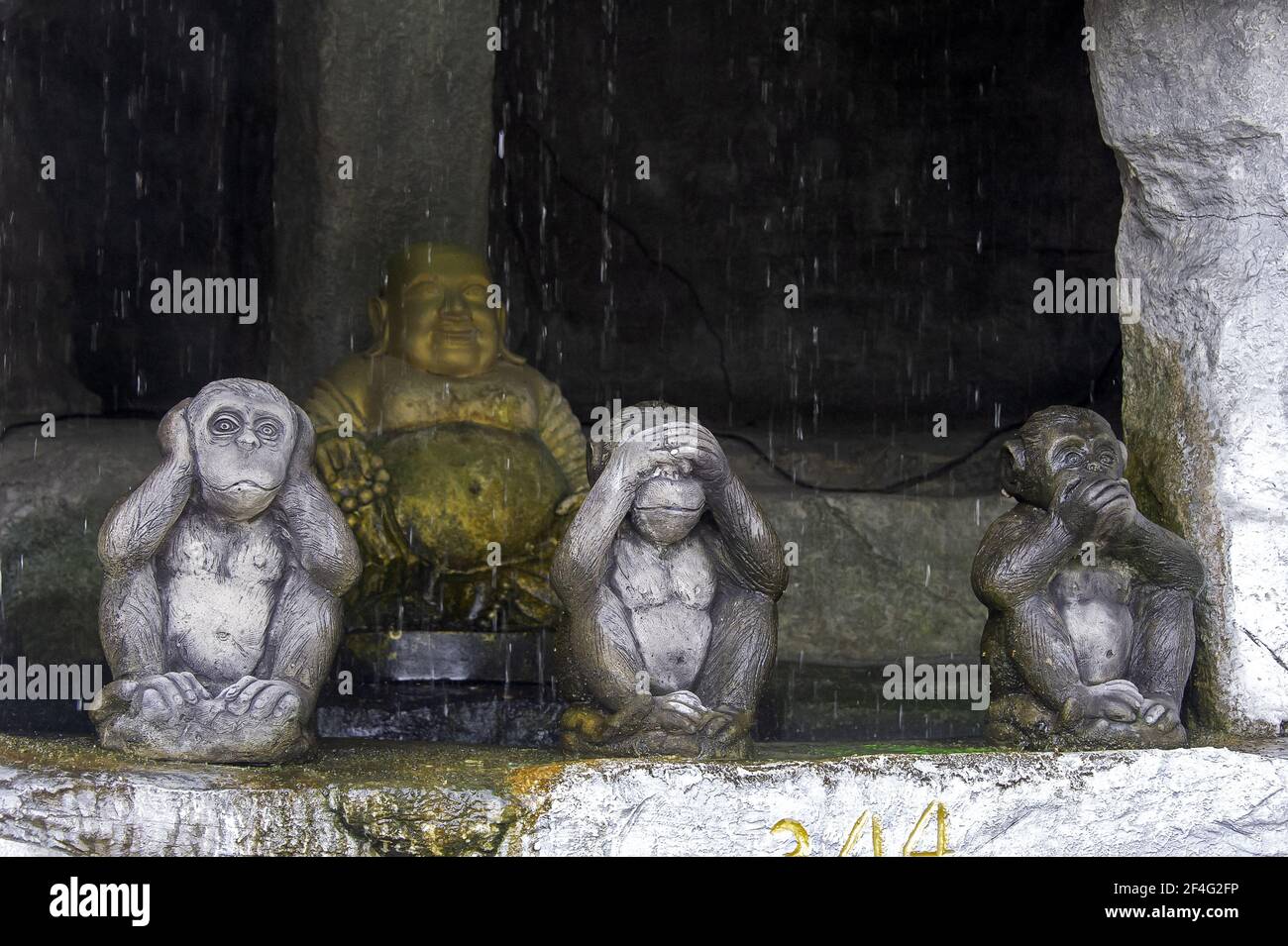 Statue des 3 singes, je n'entends pas, ne vois pas, ne parle pas à Bangkok Banque D'Images