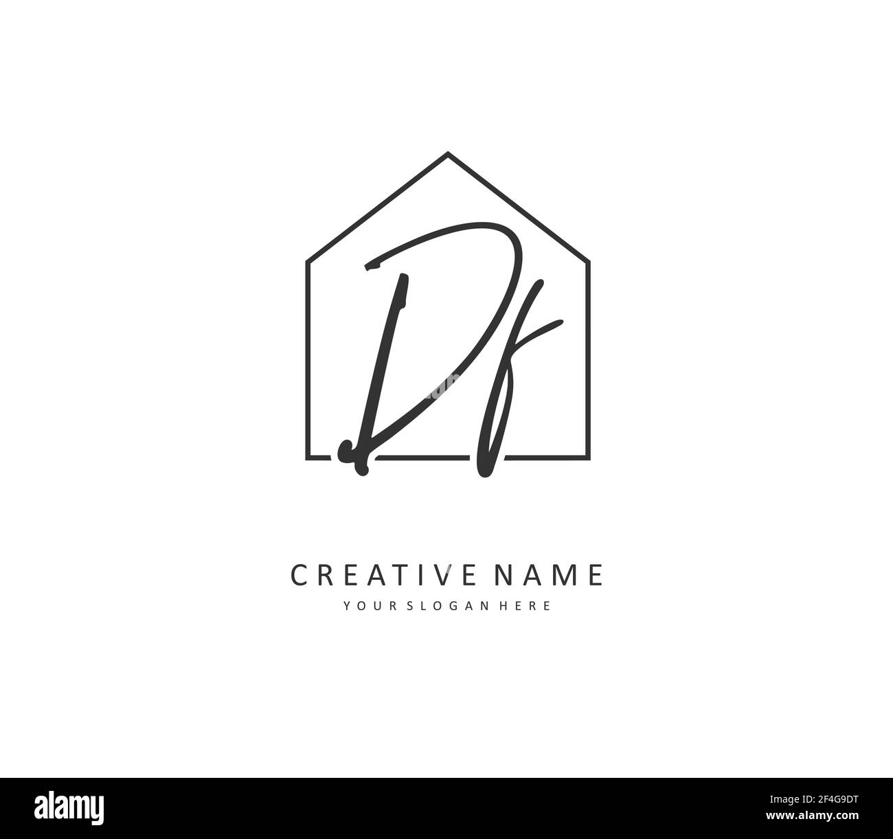 DF lettre initiale écriture manuscrite et logo de signature. Un concept d'écriture manuscrite logo initial avec élément de modèle. Illustration de Vecteur