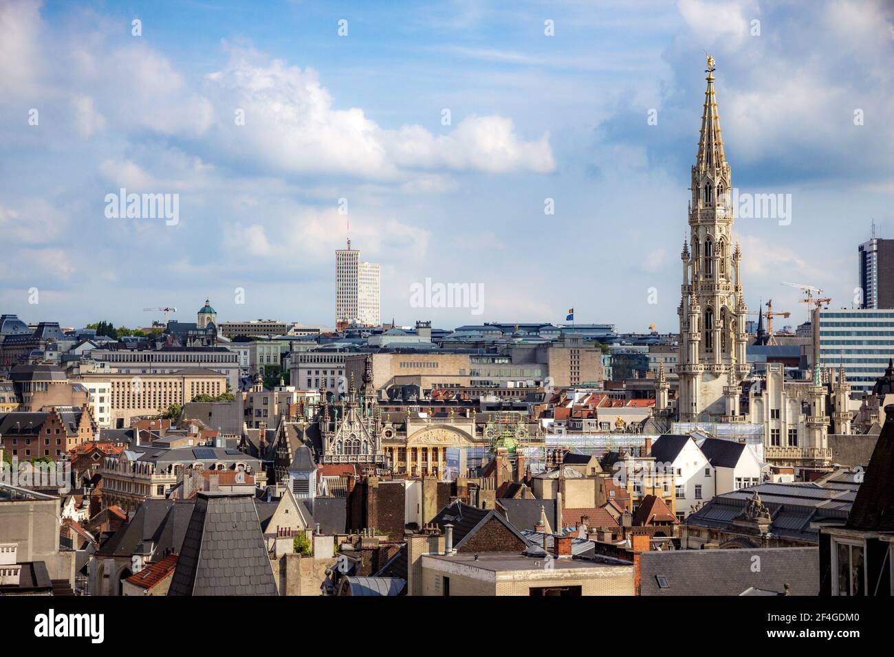Horizon avec la tour de l'hôtel de ville de Bruxelles, Belgique Banque D'Images