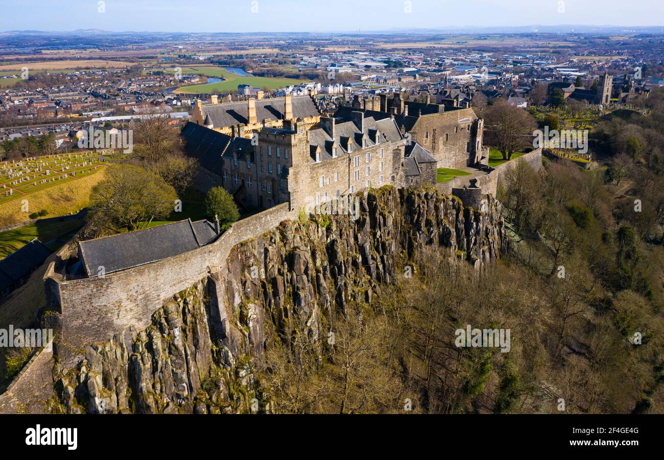 Vue aérienne du château de Stirling , Stirling, Ecosse Royaume-Uni Banque D'Images