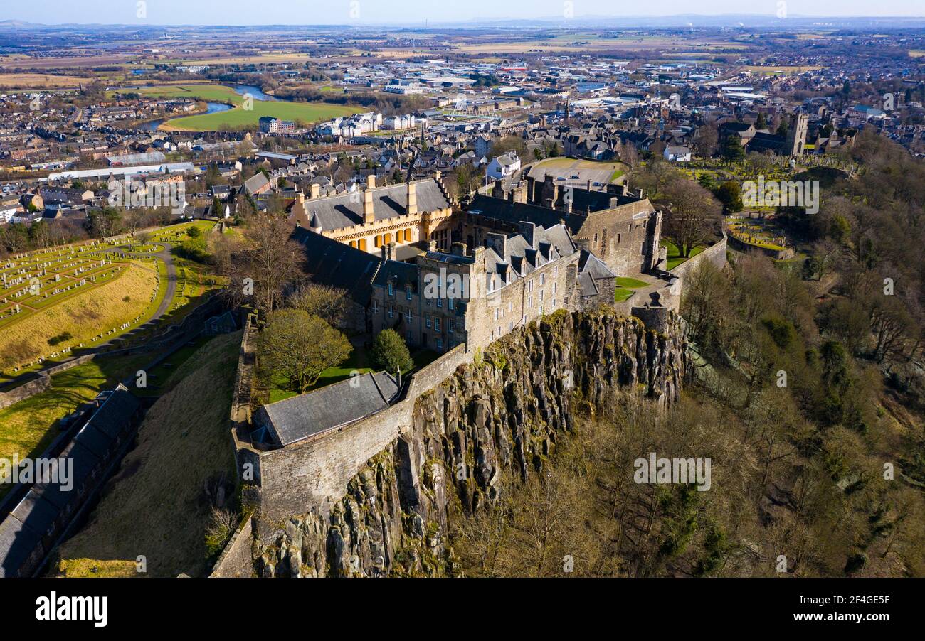 Vue aérienne du château de Stirling , Stirling, Ecosse Royaume-Uni Banque D'Images