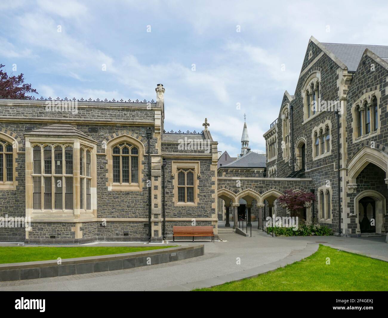 Paysage ensoleillé autour du musée Canterbury à Christchurch à New Zélande Banque D'Images