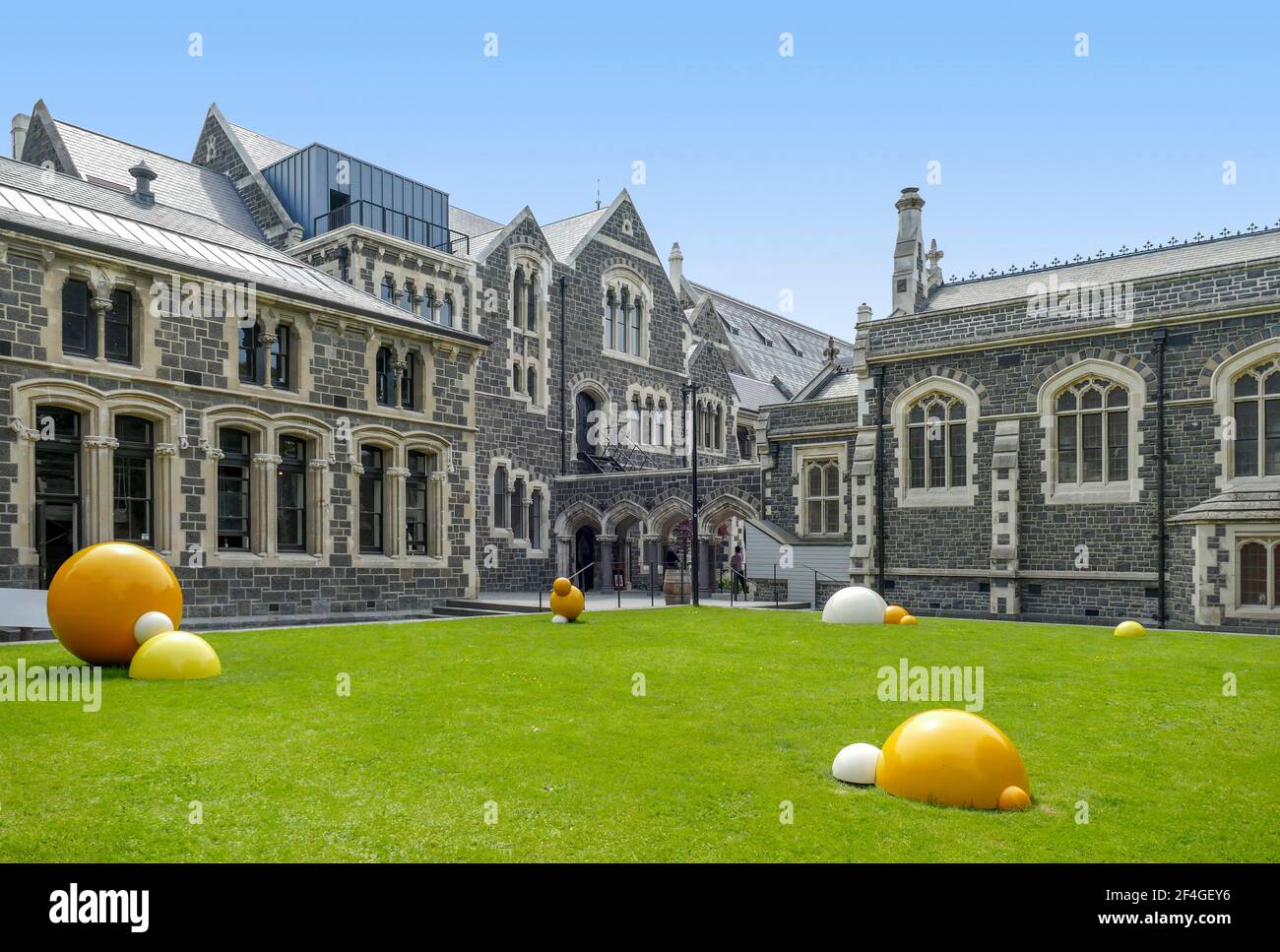 Paysage ensoleillé autour du musée Canterbury à Christchurch à New Zélande Banque D'Images