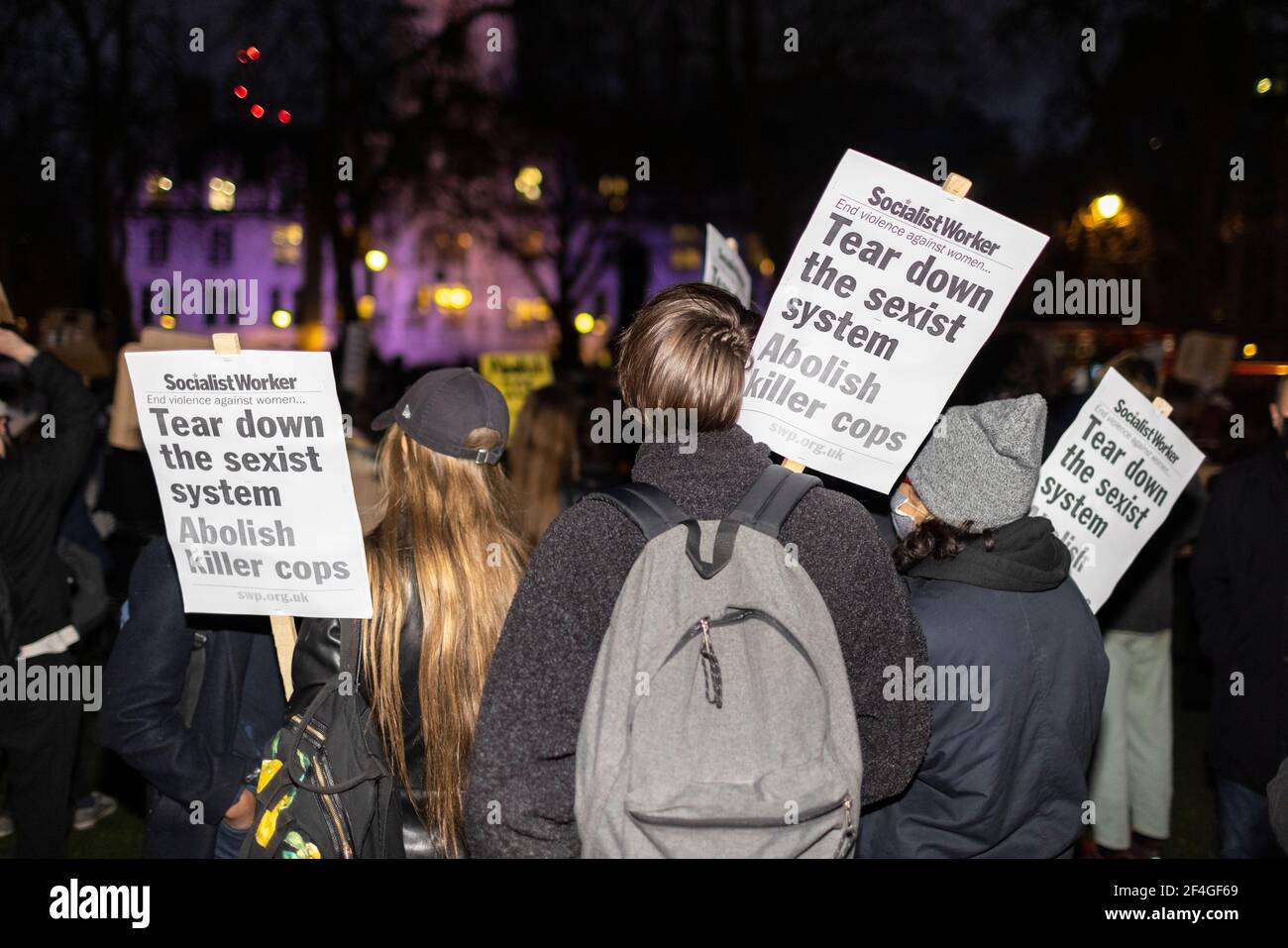 Protestation contre le nouveau projet de loi et l'oppression des femmes, Parliament Square, Londres, 16 mars 2021 Banque D'Images