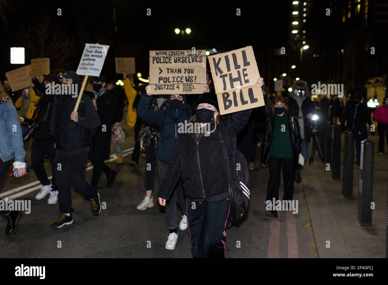Protestation contre le nouveau projet de loi et l'oppression des femmes, Westminster, Londres, 16 mars 2021 Banque D'Images