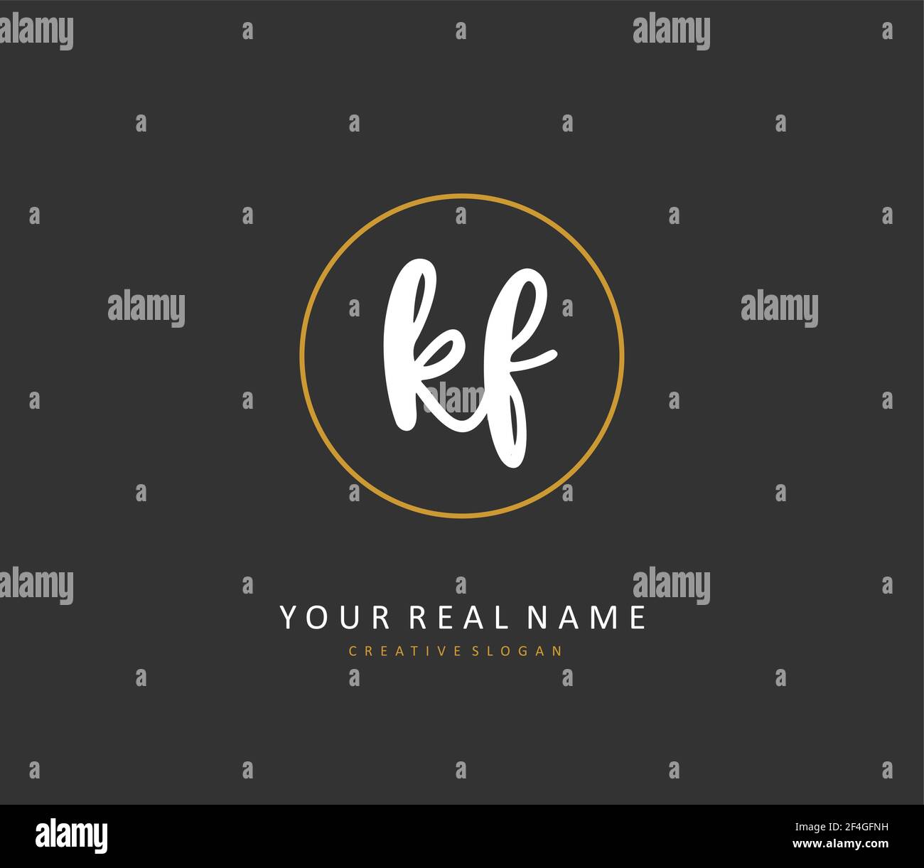 KF écriture initiale de la lettre et logo de signature. Un concept d'écriture manuscrite logo initial avec élément de modèle. Illustration de Vecteur