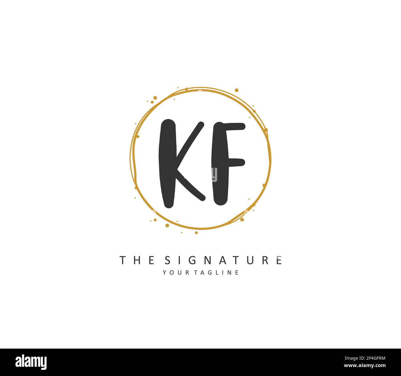 KF écriture initiale de la lettre et logo de signature. Un concept d'écriture manuscrite logo initial avec élément de modèle. Illustration de Vecteur