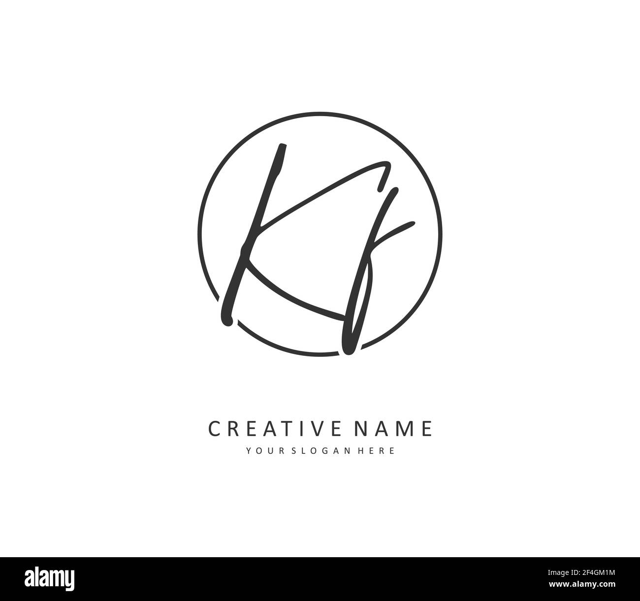 KF écriture initiale de la lettre et logo de signature. Un concept d'écriture manuscrite logo initial avec élément de modèle. Illustration de Vecteur