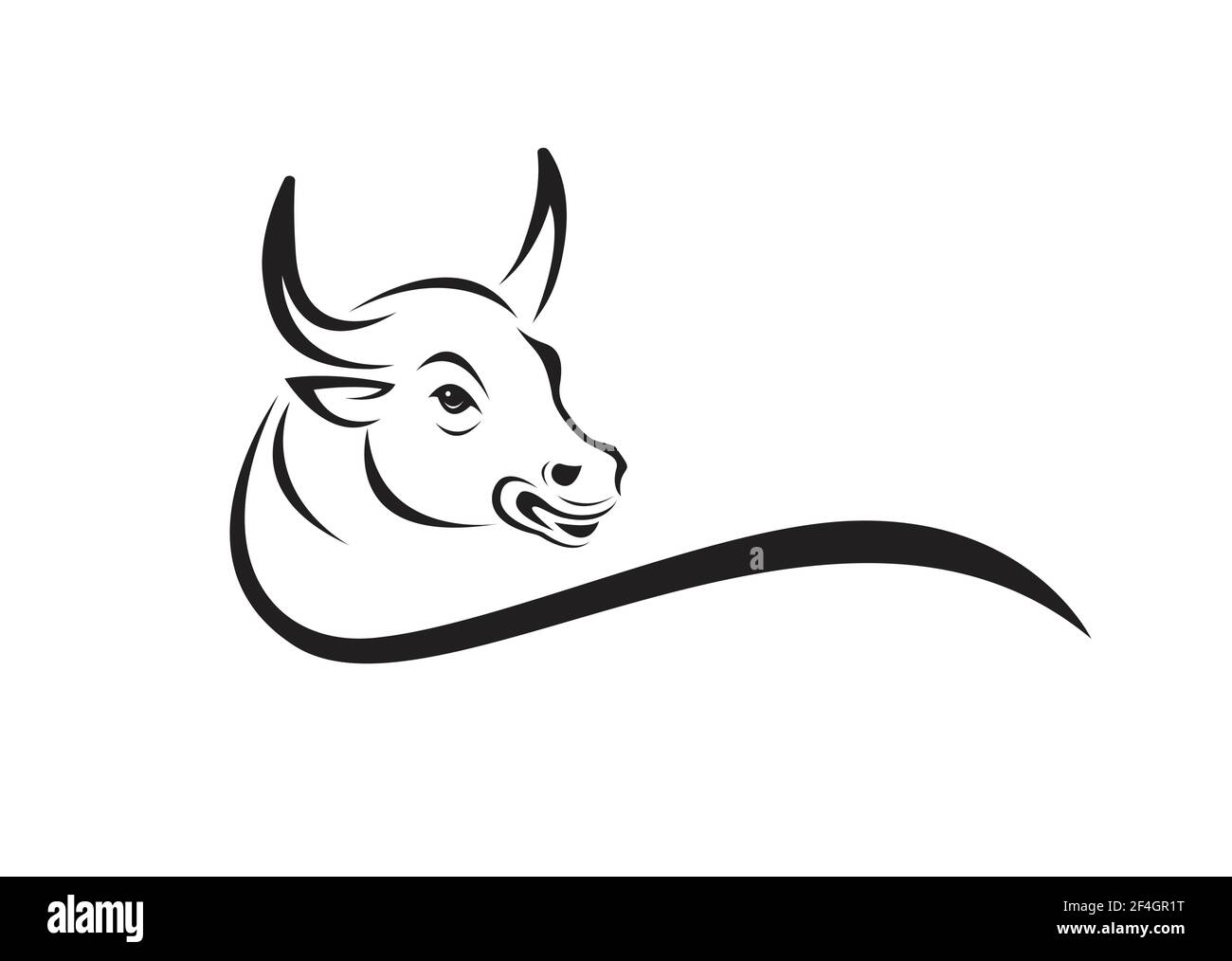 Vecteur d'une tête de taureau sur fond blanc. Animaux sauvages. Illustration vectorielle superposée facile à modifier. Illustration de Vecteur