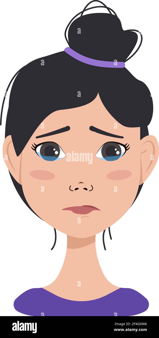 Icône des expressions faciales avatars d'une femme orientale avec des émotions différentes Illustration de Vecteur