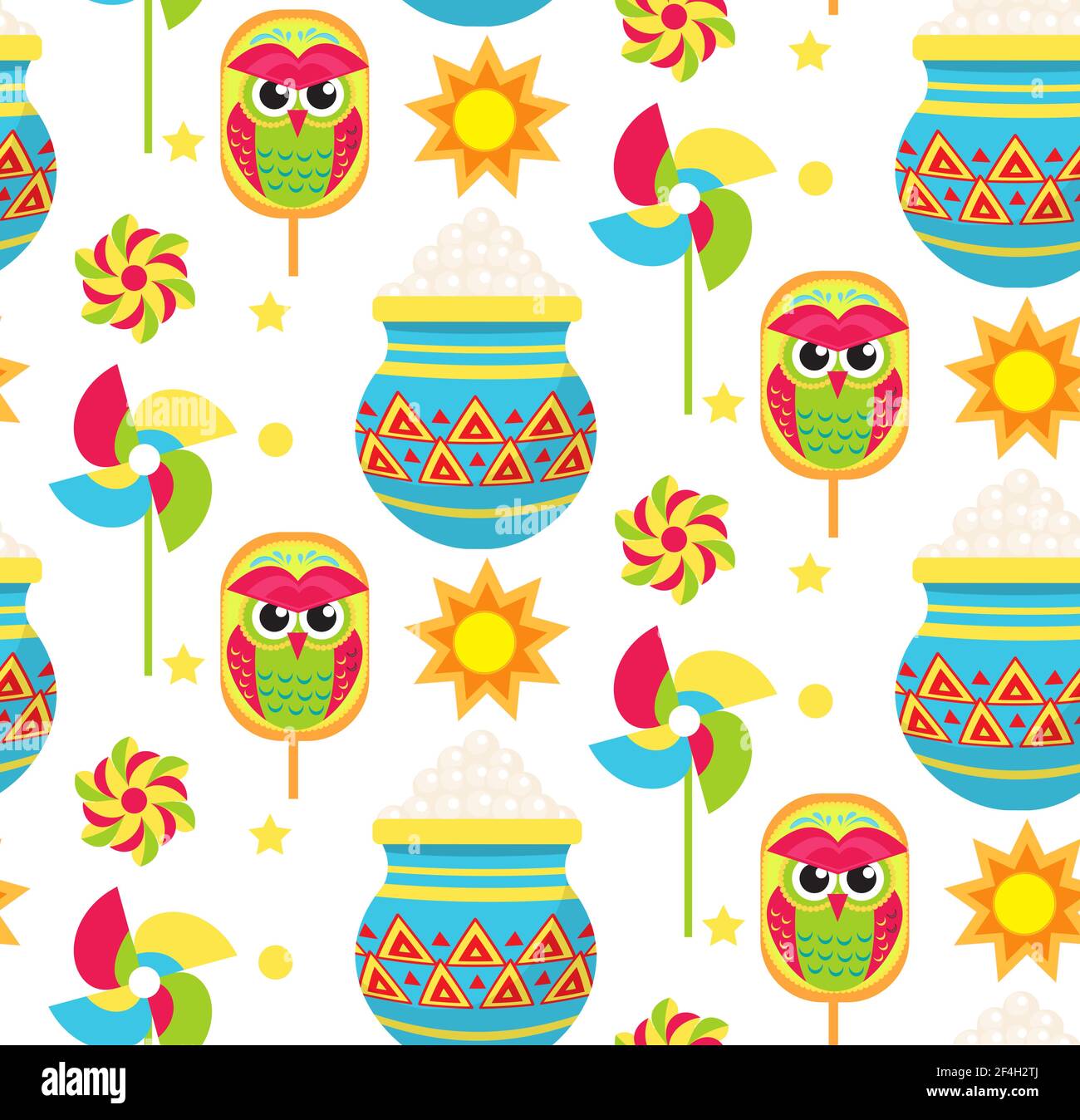 Motif Pohela Boishakh sans coutures pour enfant. Bengali nouvel an fond sans fin, texture avec moulin à vent en papier. Illustration vectorielle Illustration de Vecteur