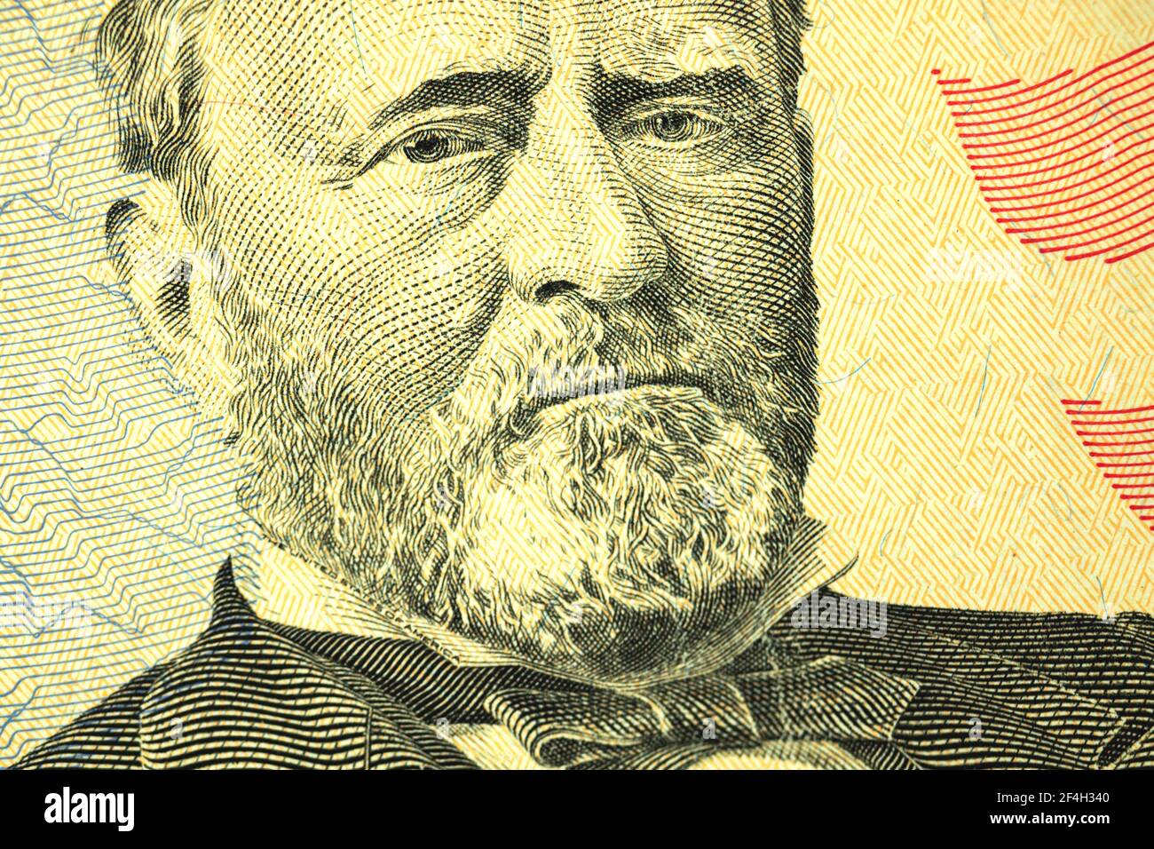 Macro photo Ulysses S. Grant sur une facture de cinquante dollars Banque D'Images