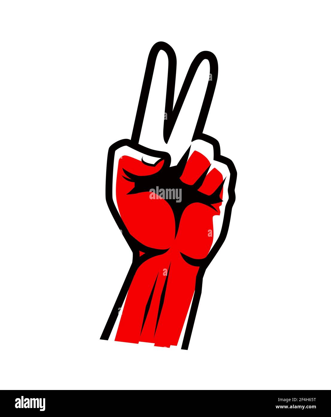 Signature de la main victoire ou paix. Illustration du vecteur de symbole WIN Illustration de Vecteur
