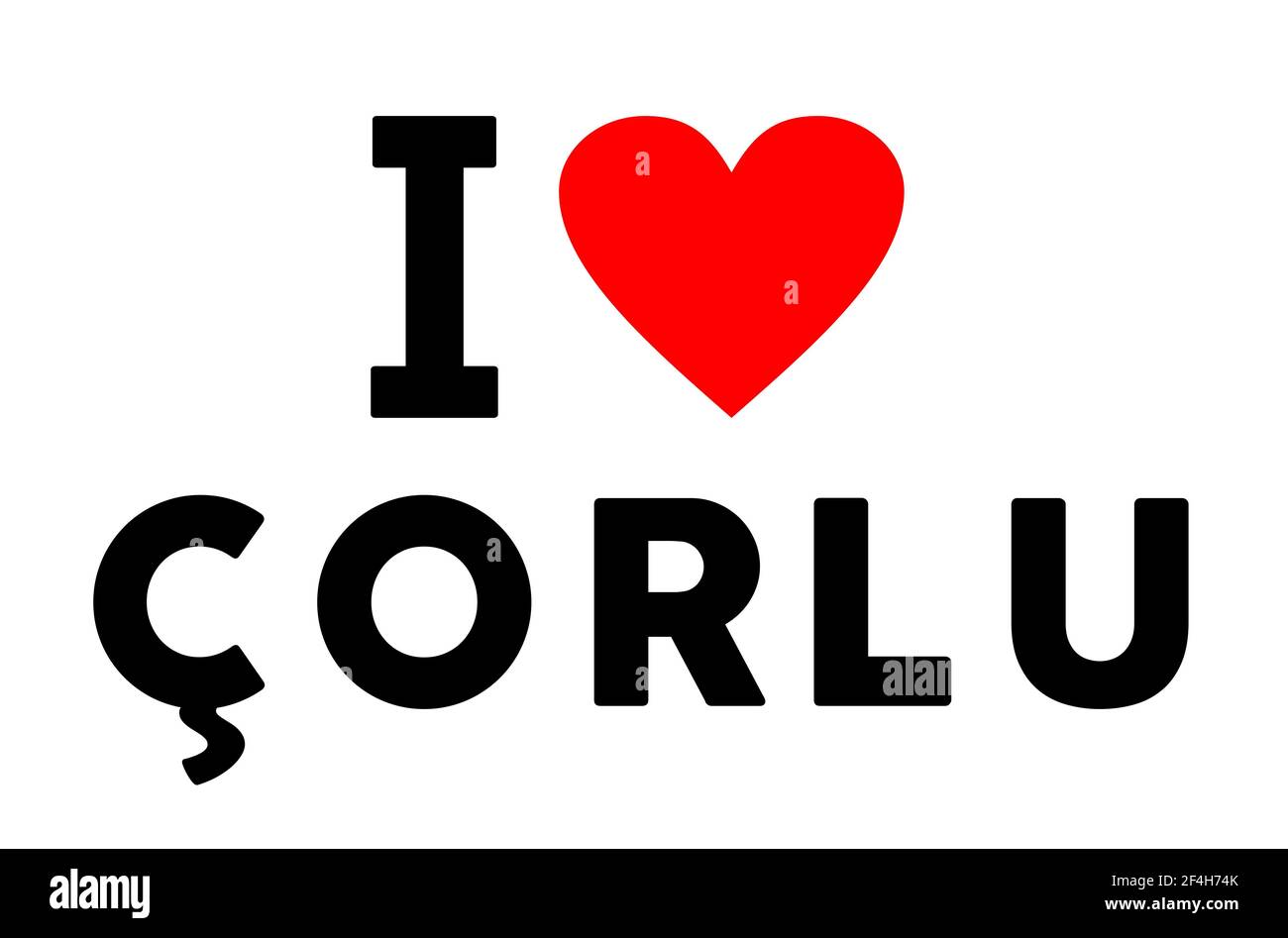 J'aime la ville de Corlu comme le symbole du tourisme de coeur de voyage Banque D'Images